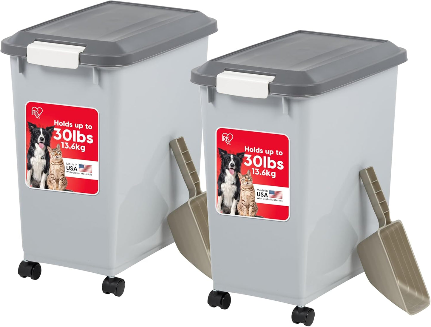 IRIS USA Dog Food Storage Container with Wheels for Pets