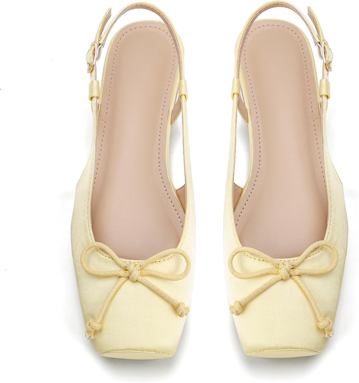 Women's Ballet Flats with Bow and Ankle Buckles for Style
