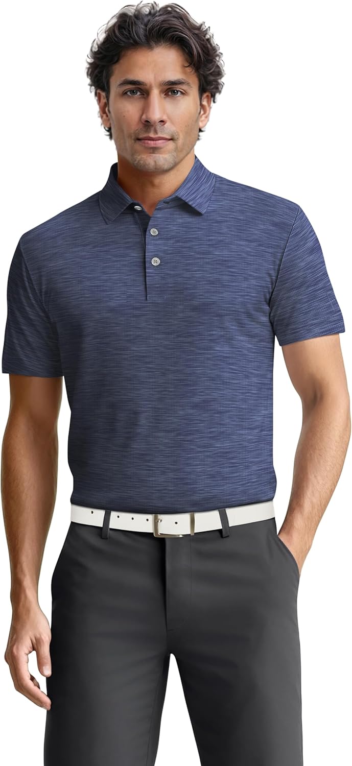 PGA TOUR Airflux Cotton Golf Performance Polo Shirt for Men
