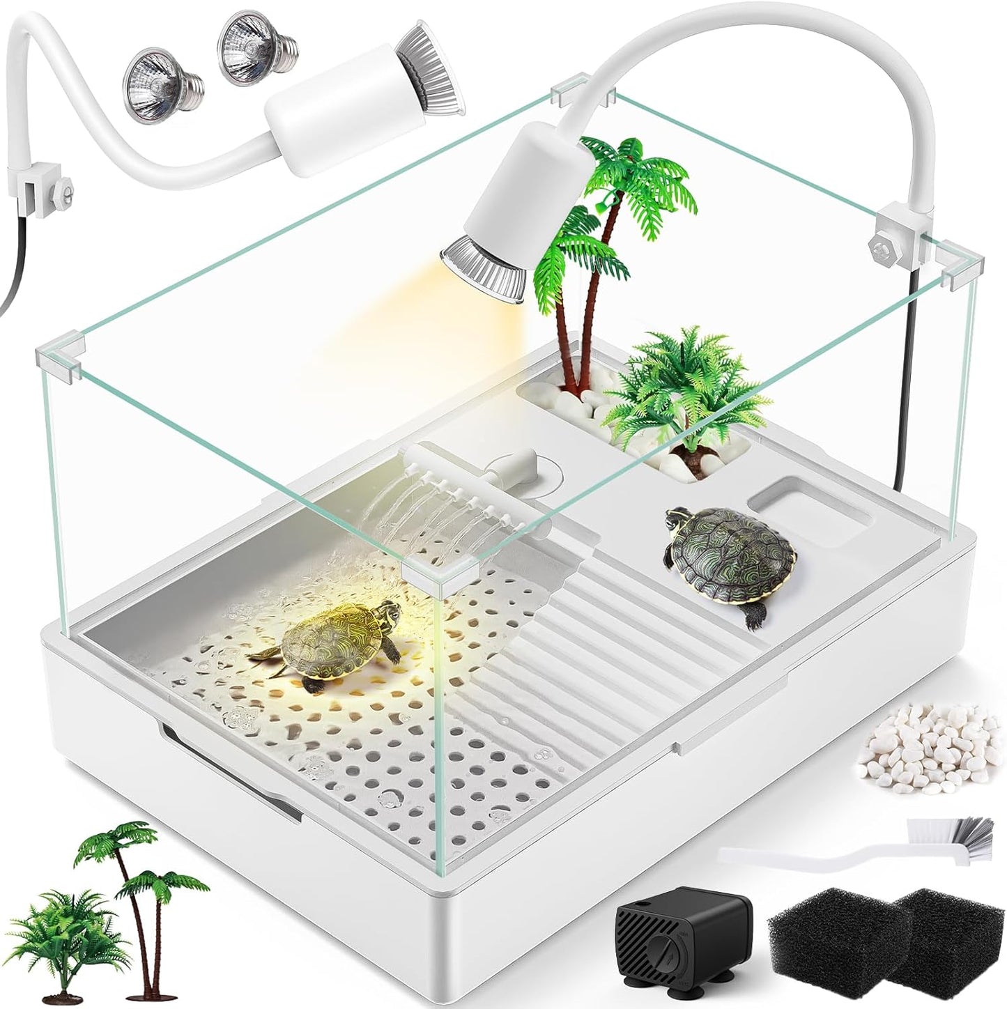 Small Turtle Tank Kit with Light and Water Pump for Reptiles