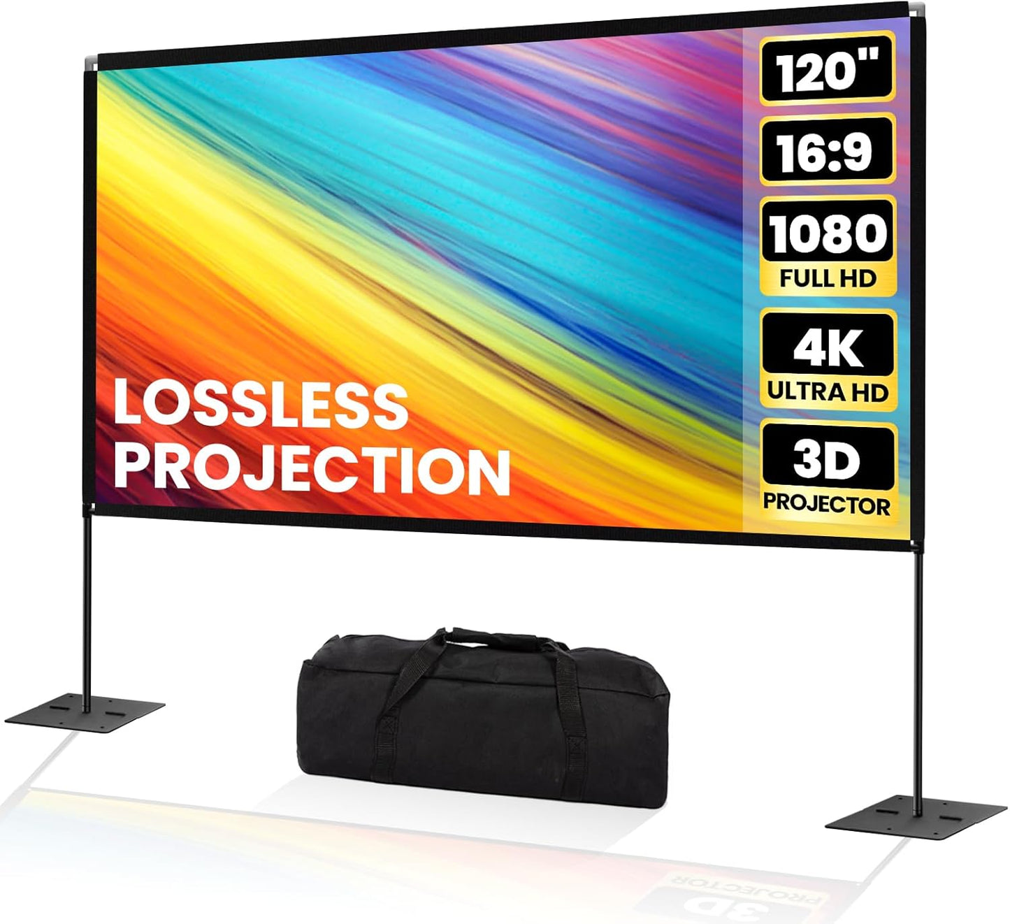 120 Dual-Sided 4K HD Projector Screen ~ Indoor/Outdoor