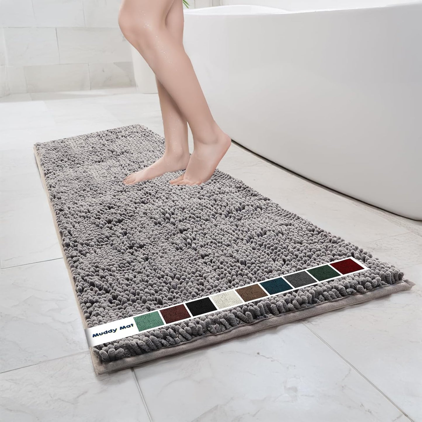 Muddy Mat Chenille Bathroom Rugs Quick Dry Microfiber Mats
