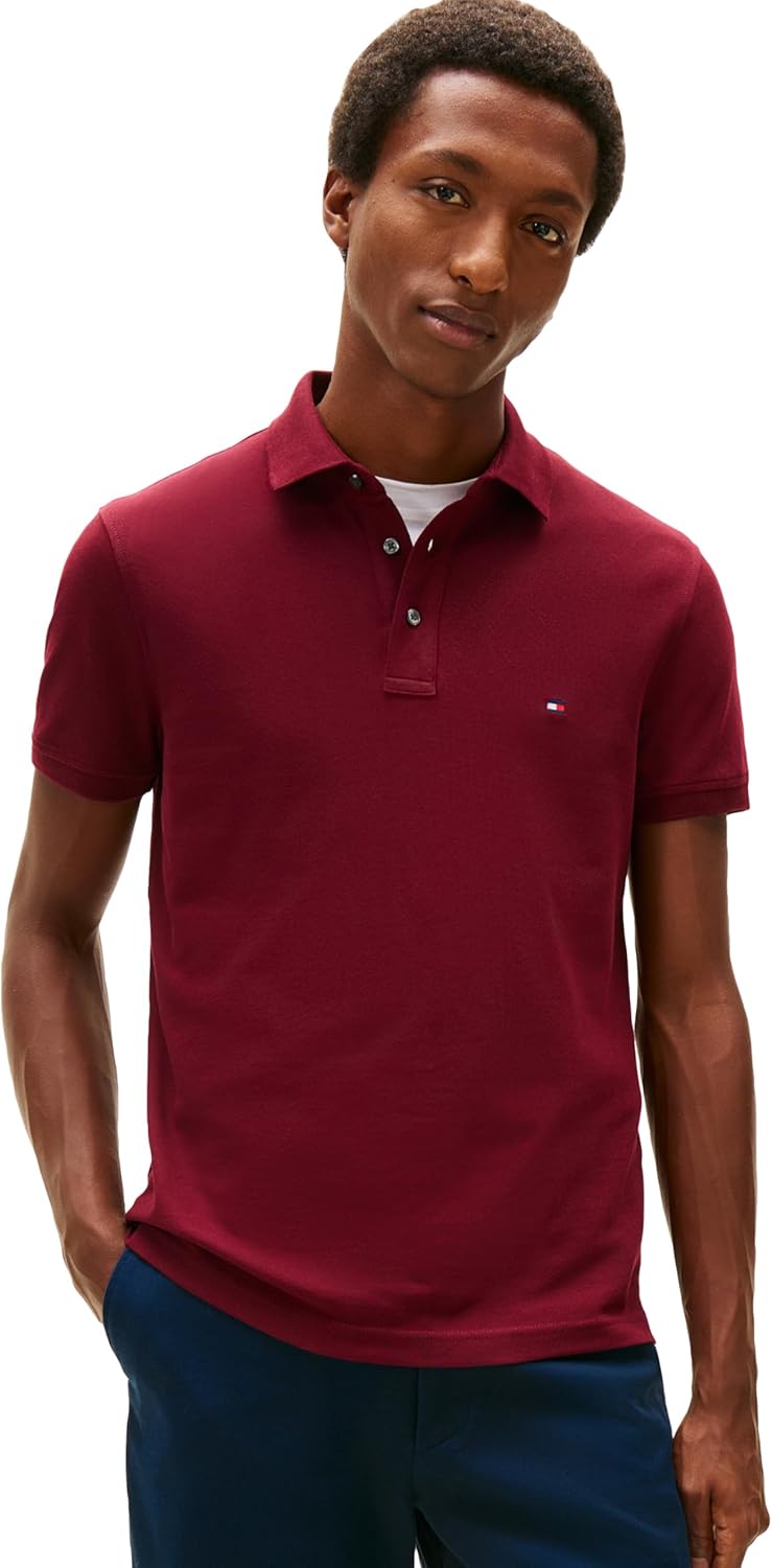 Tommy Hilfiger Mens Slim Fit Polo Shirts with Organic Cotton