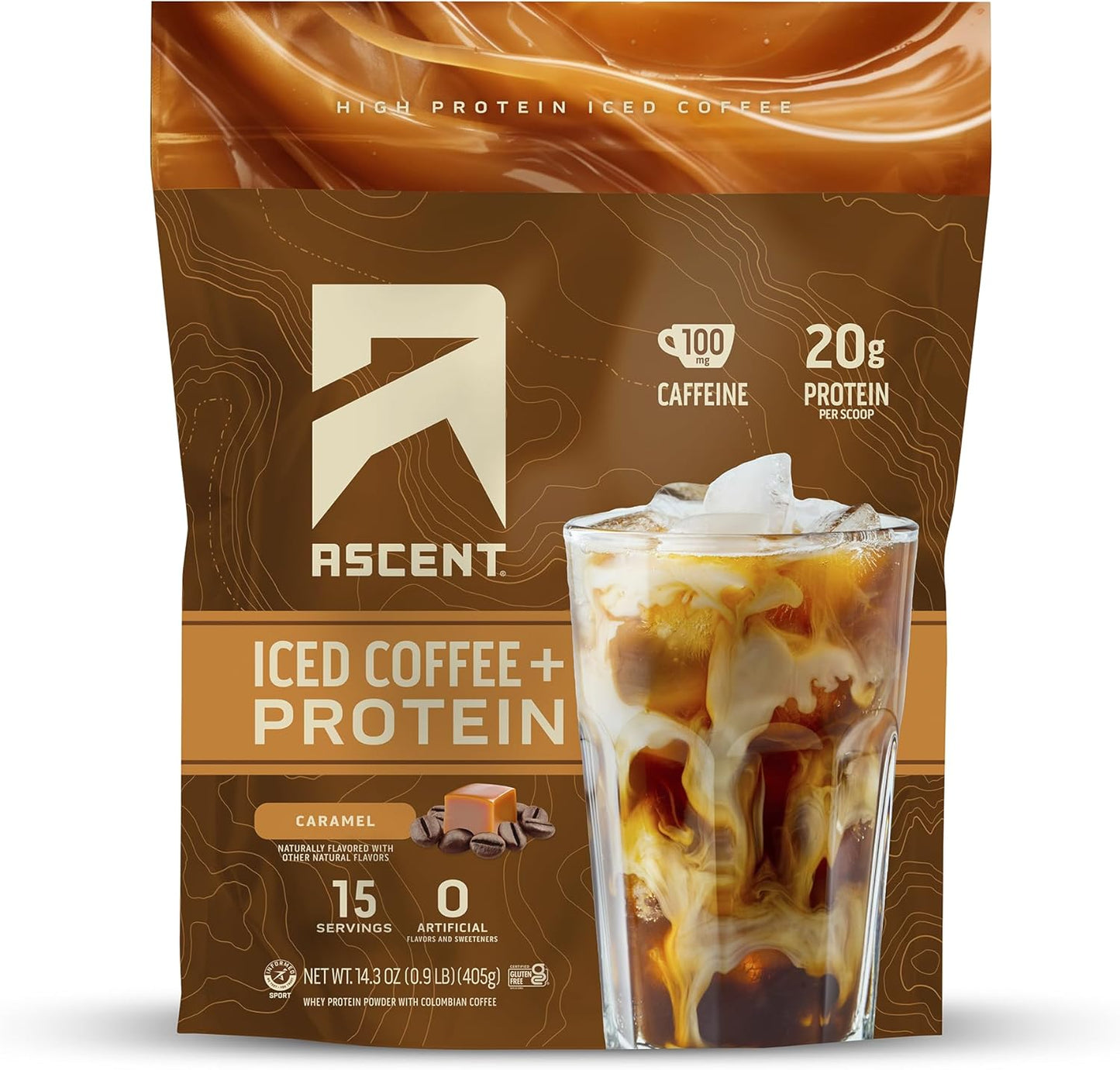 Ascent Caramel Iced Coffee Protein Powder - 20g Protein & Caffeine