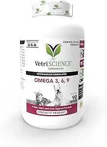 VETRISCIENCE Omega 3 Fish Oil for Dogs and Cats - 90 Soft Gels