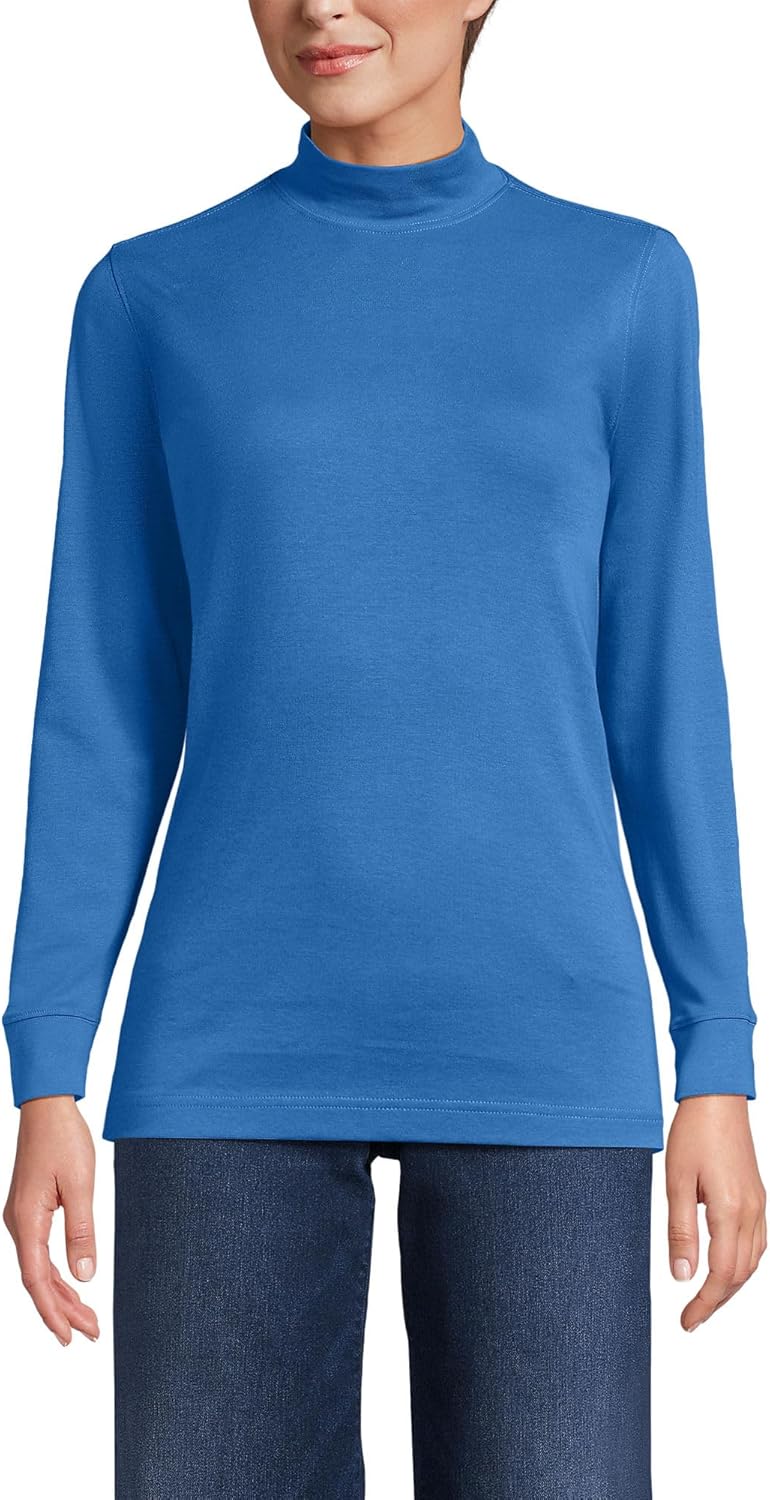 Lands' End Women's Relaxed Cotton Long Sleeve Mock Turtleneck