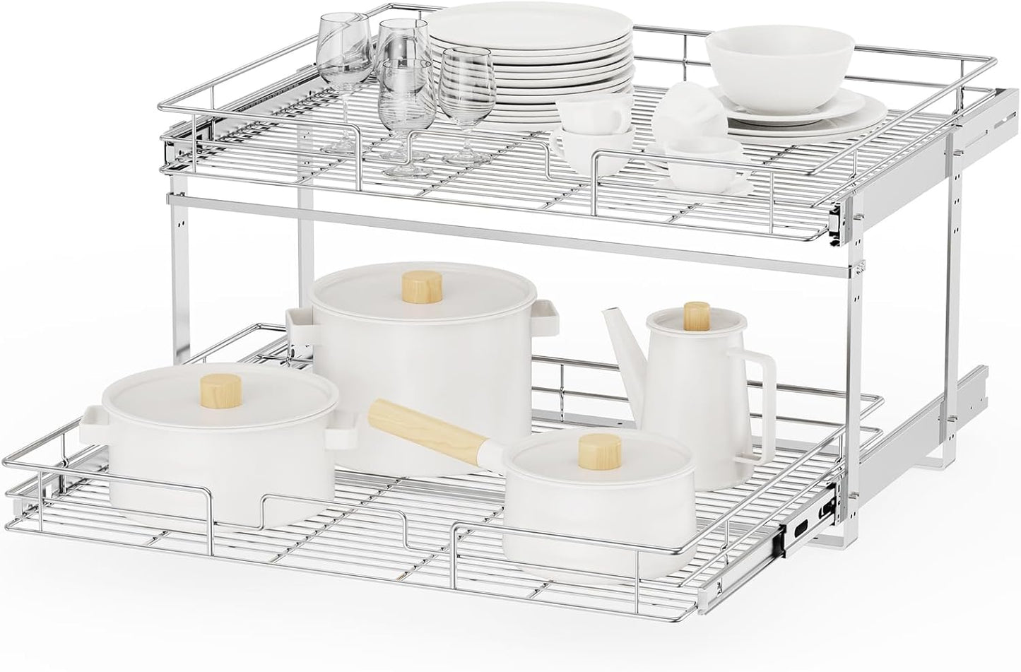 ROOMTEC Pull Out Cabinet Organizer for Kitchen and Bathroom Storage
