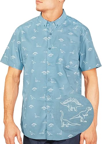 Visive Mens Short Sleeve Button Down Printed Shirts for Style