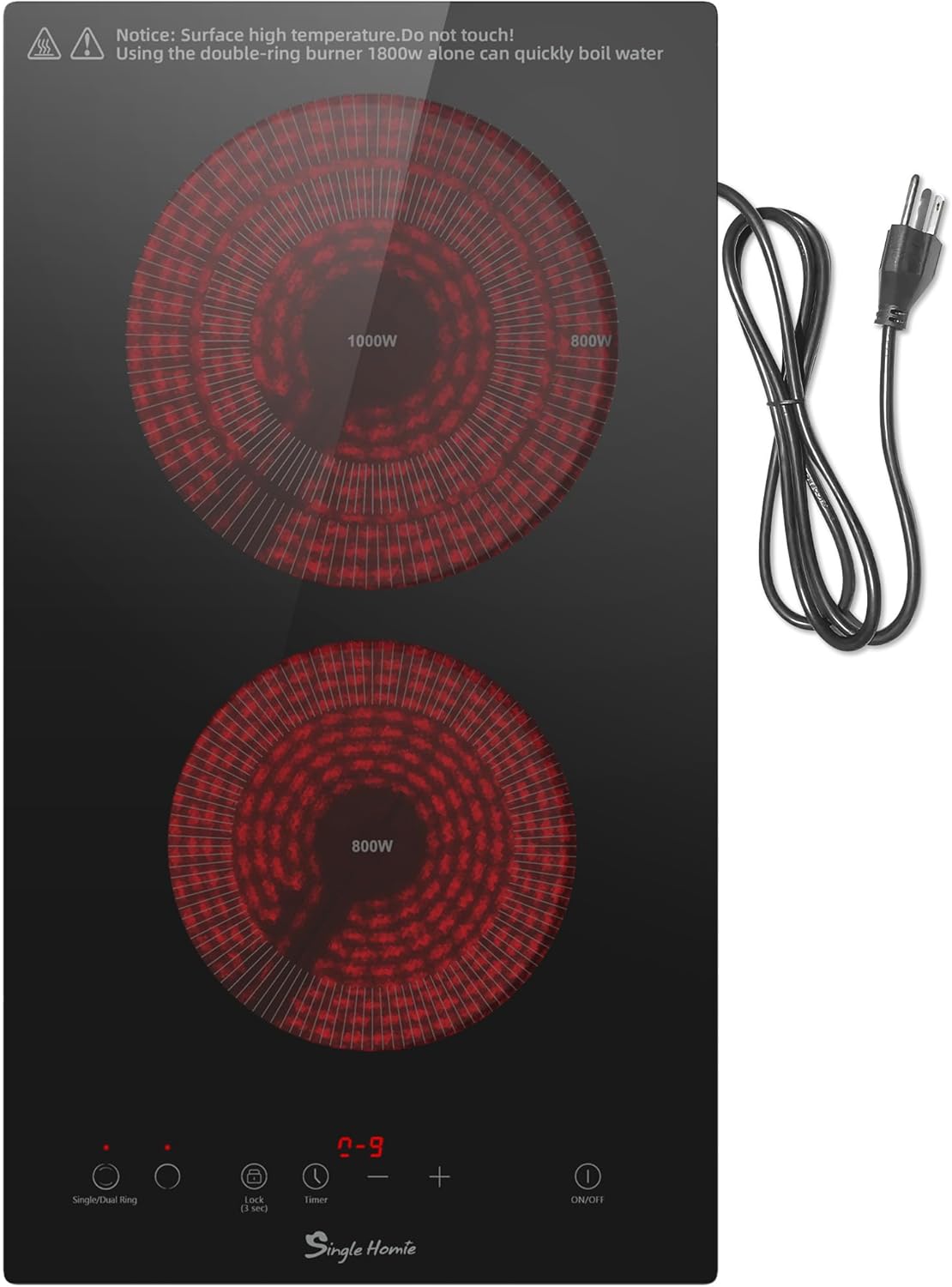 2 Burner Electric Cooktop with Touch Control for Versatile Cooking