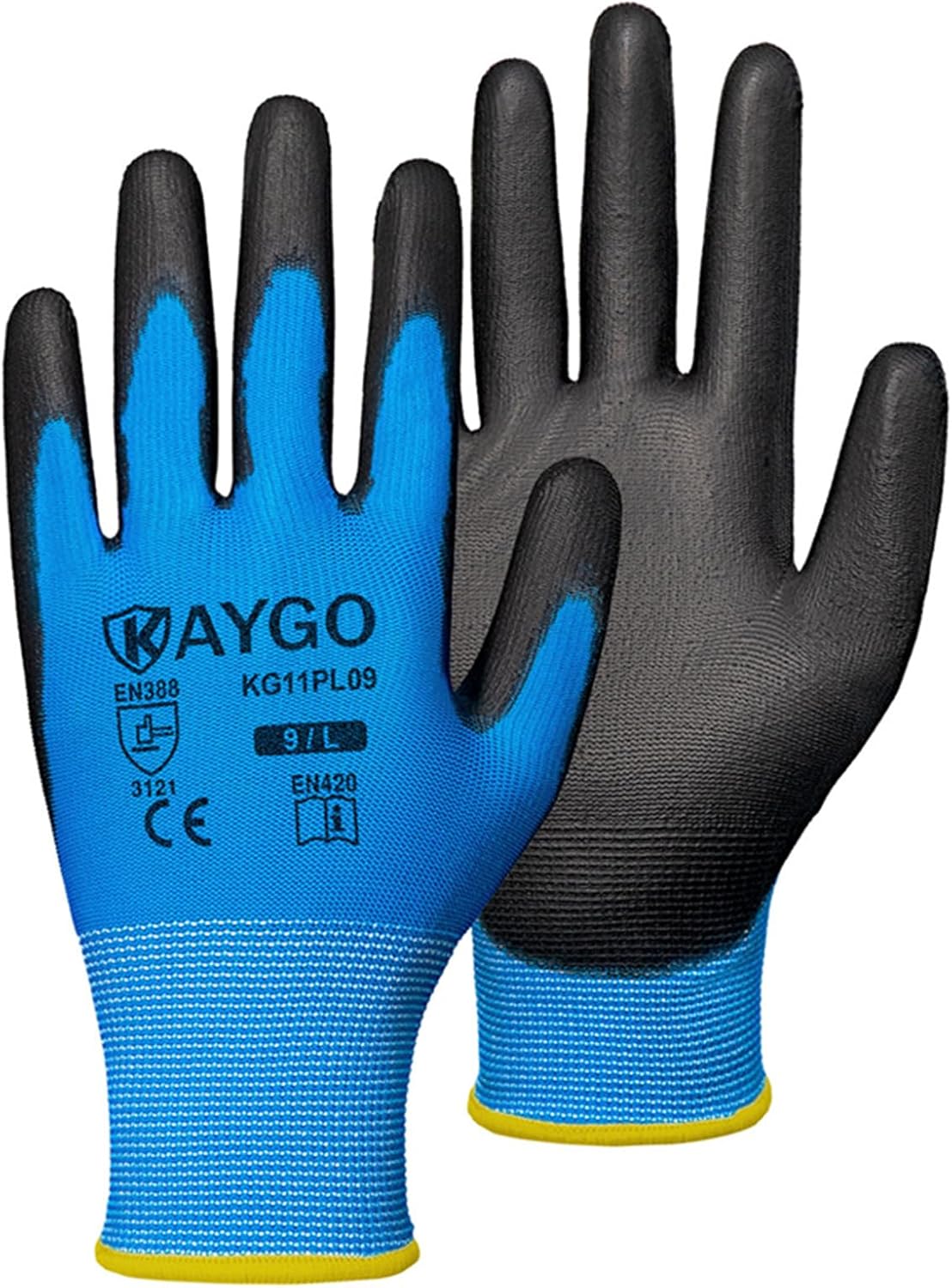 KAYGO Safety Work Gloves with PU Coating for Comfort and Grip