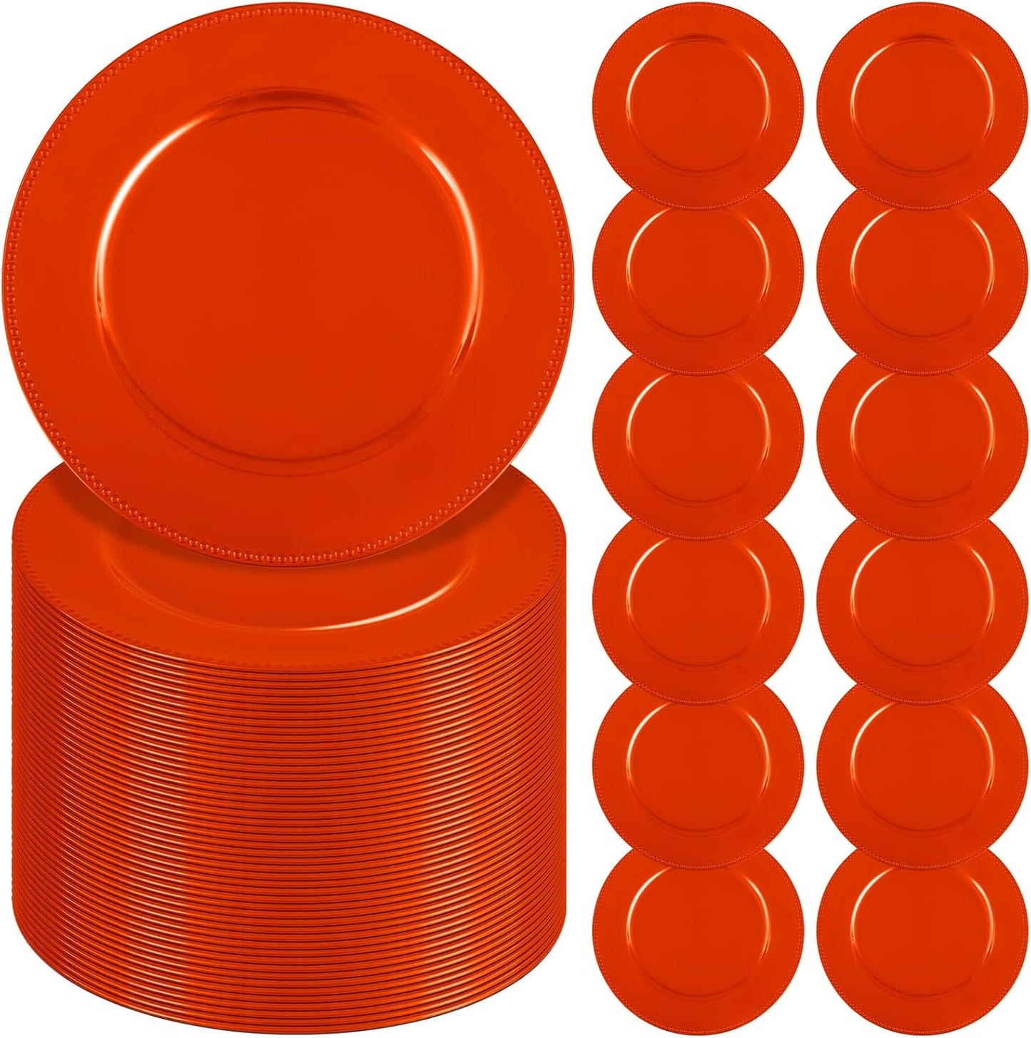 Vintage Orange Beaded Charger Plates - Set of 60