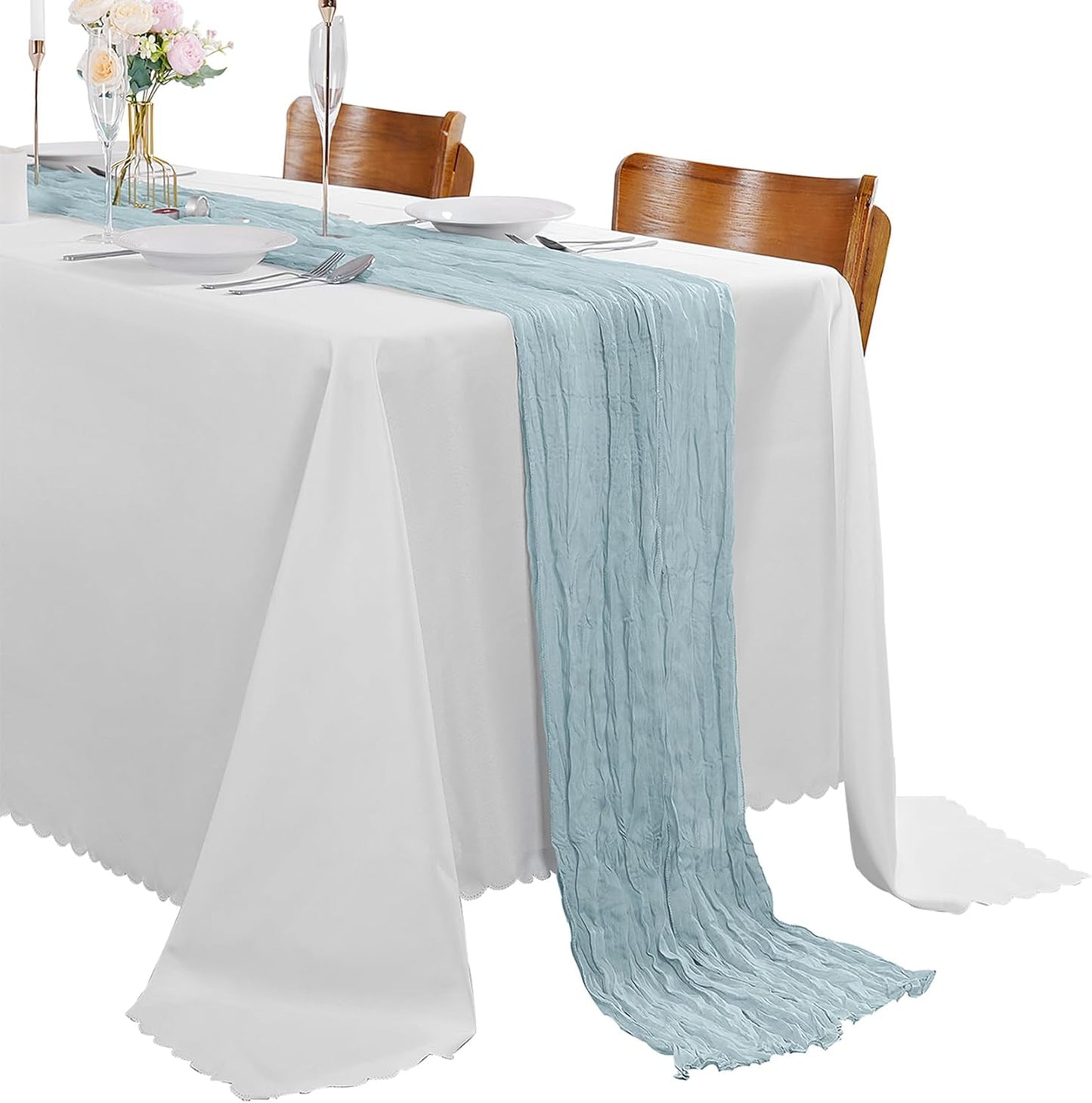 15 Pack Light Blue Cheesecloth Table Runner for Elegant Events
