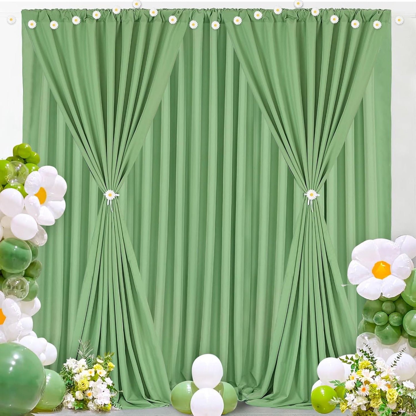 Sage Green Backdrop Curtains by SoarDream for Events