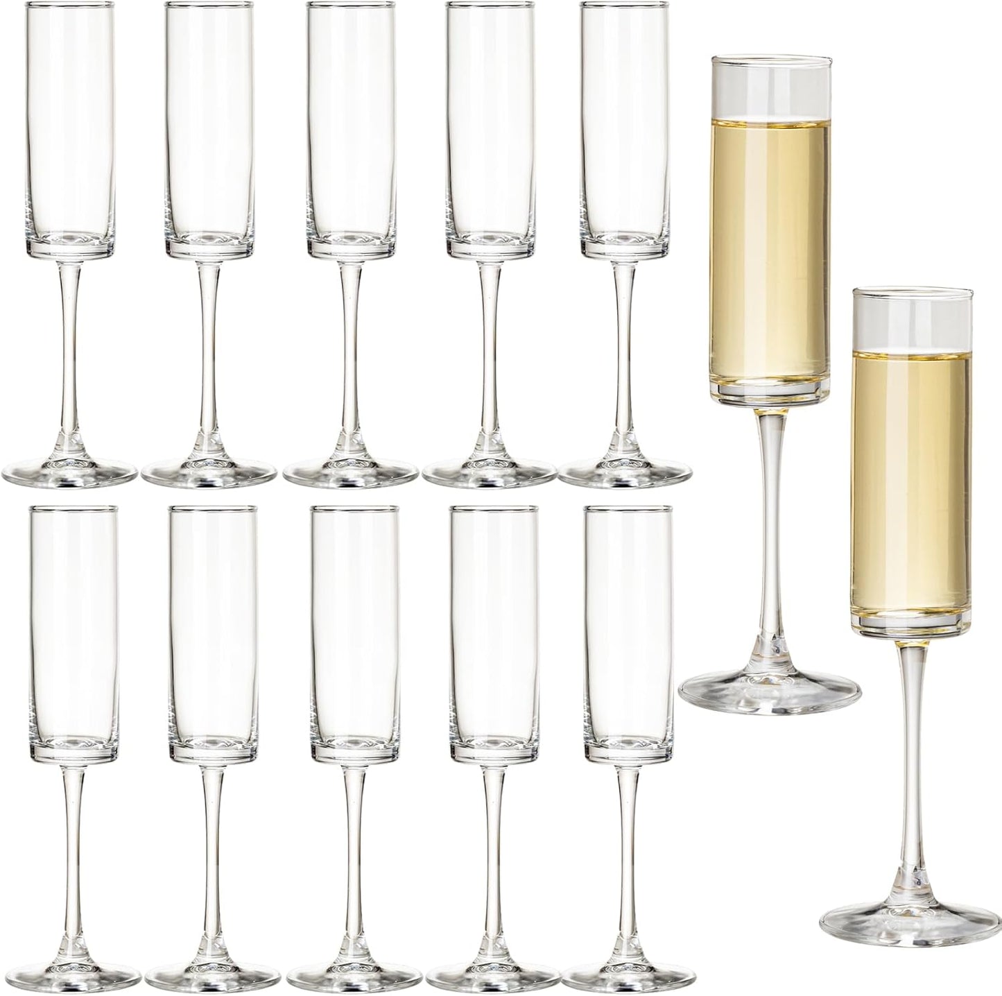 12 Pieces Clear Champagne Flutes for Elegant Celebrations