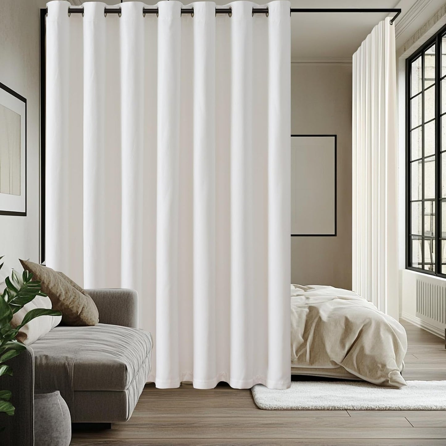 jinchan Linen Textured Curtain Panel for Living Room 100in W