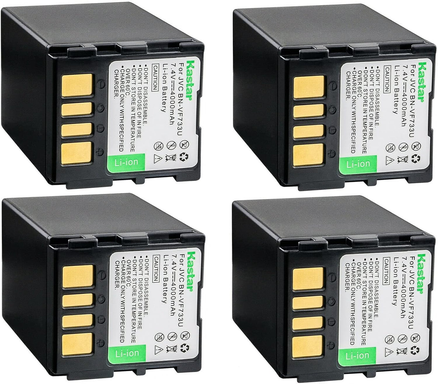 Kastar BN-VF733 Battery 4-Pack for JVC GR-D370 Series Cameras