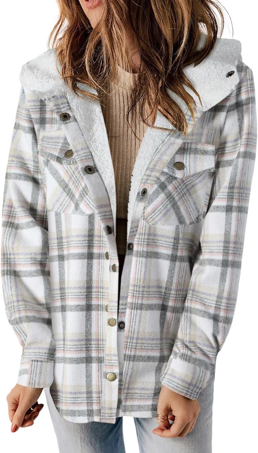 Dokotoo Womens Plaid Shacket Jacket for Cozy Fall Style