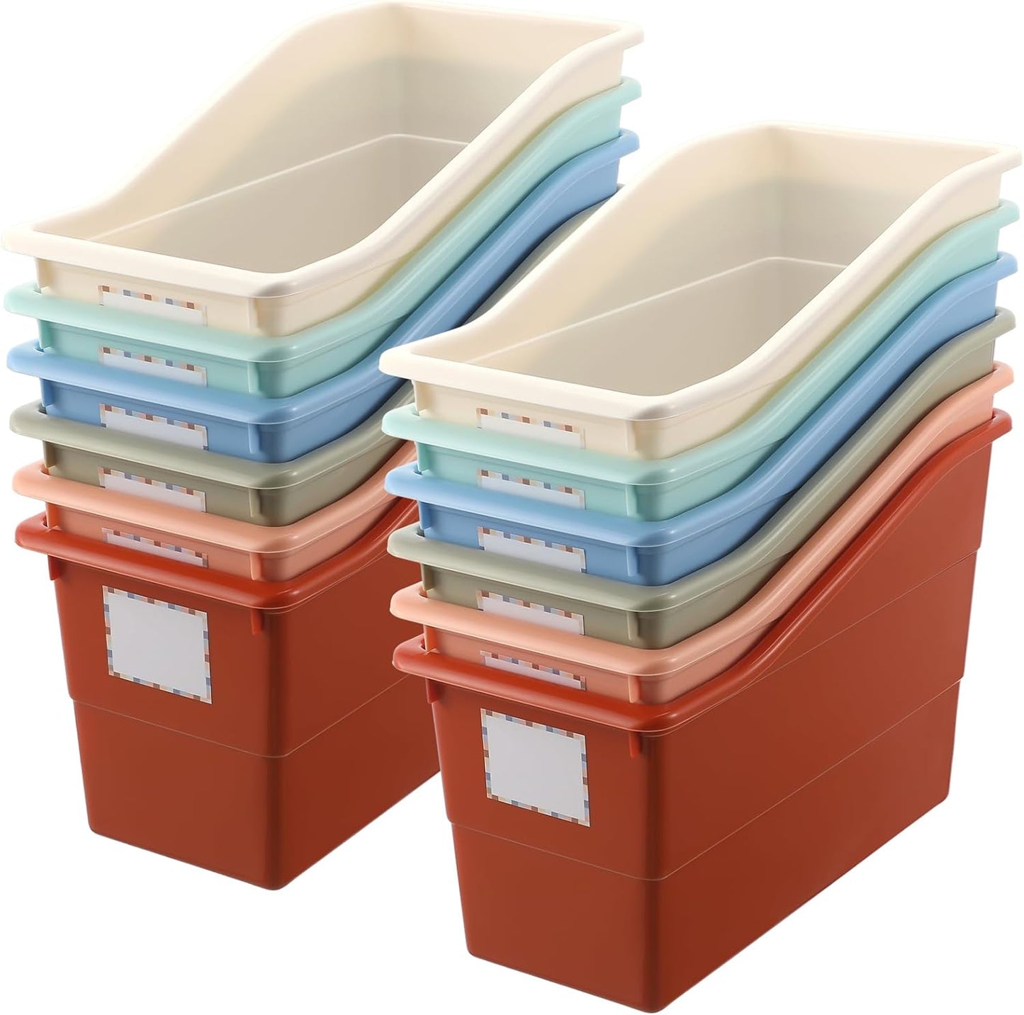Suzile 12 Pcs Book Storage Bins for Home Office Classroom