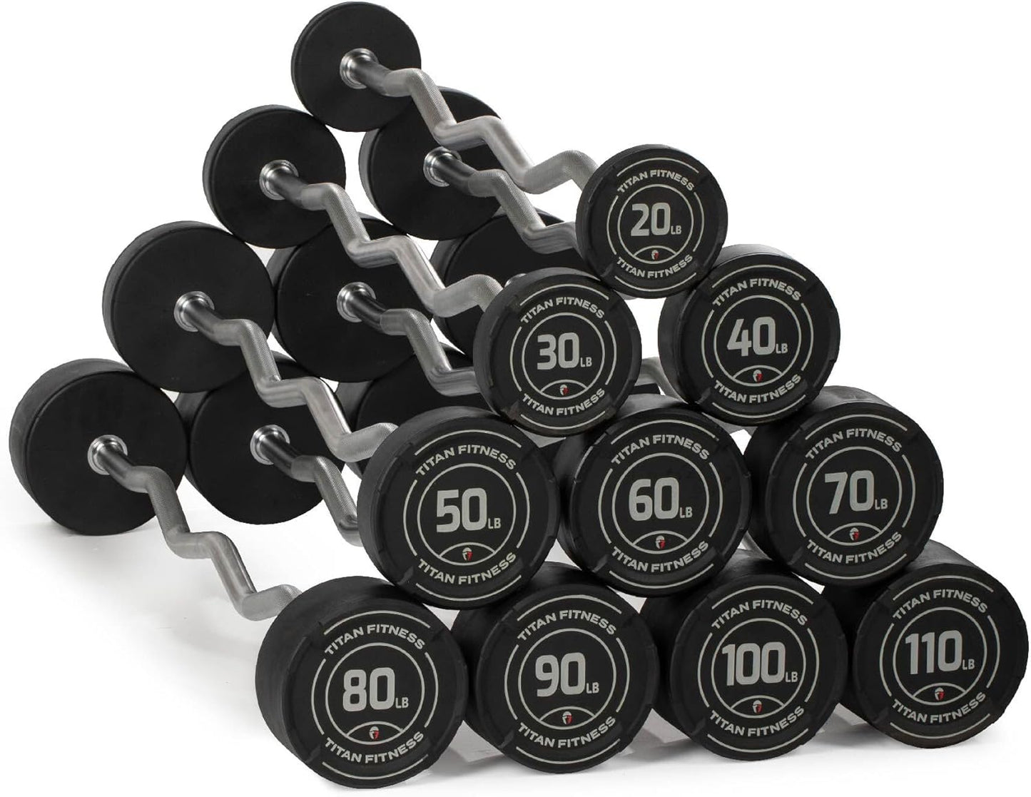Titan Fitness Rubber Curl Fixed Barbells for Strength Training