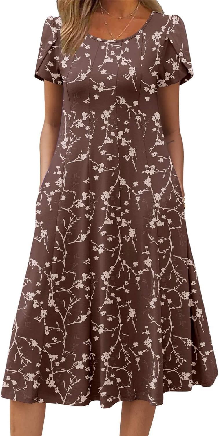 Zeagoo Womens Casual Dresses Flare Midi Dress for Summer