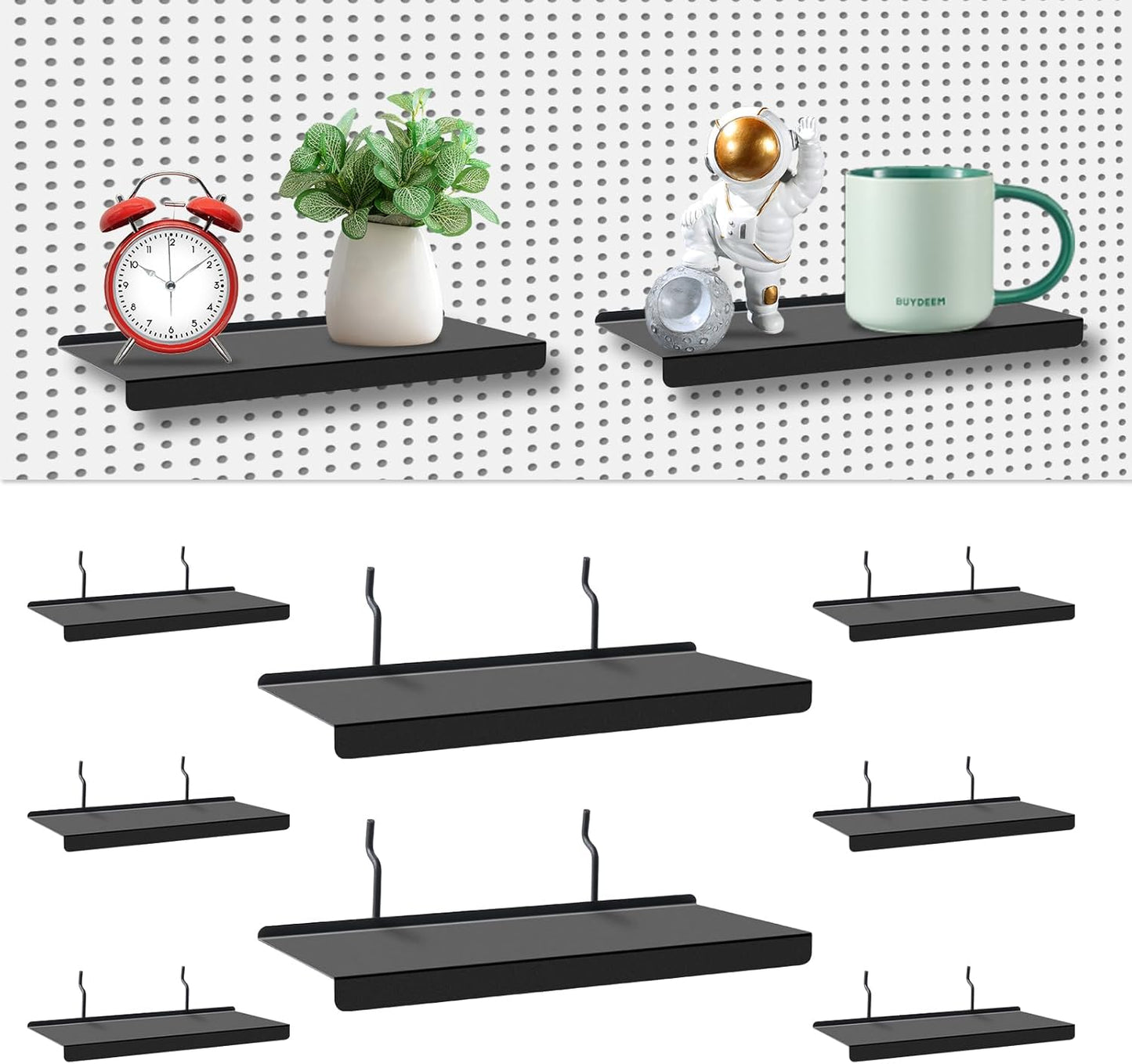 10x4.3 Inch Pegboard Shelves Set of 10 for Storage and Display