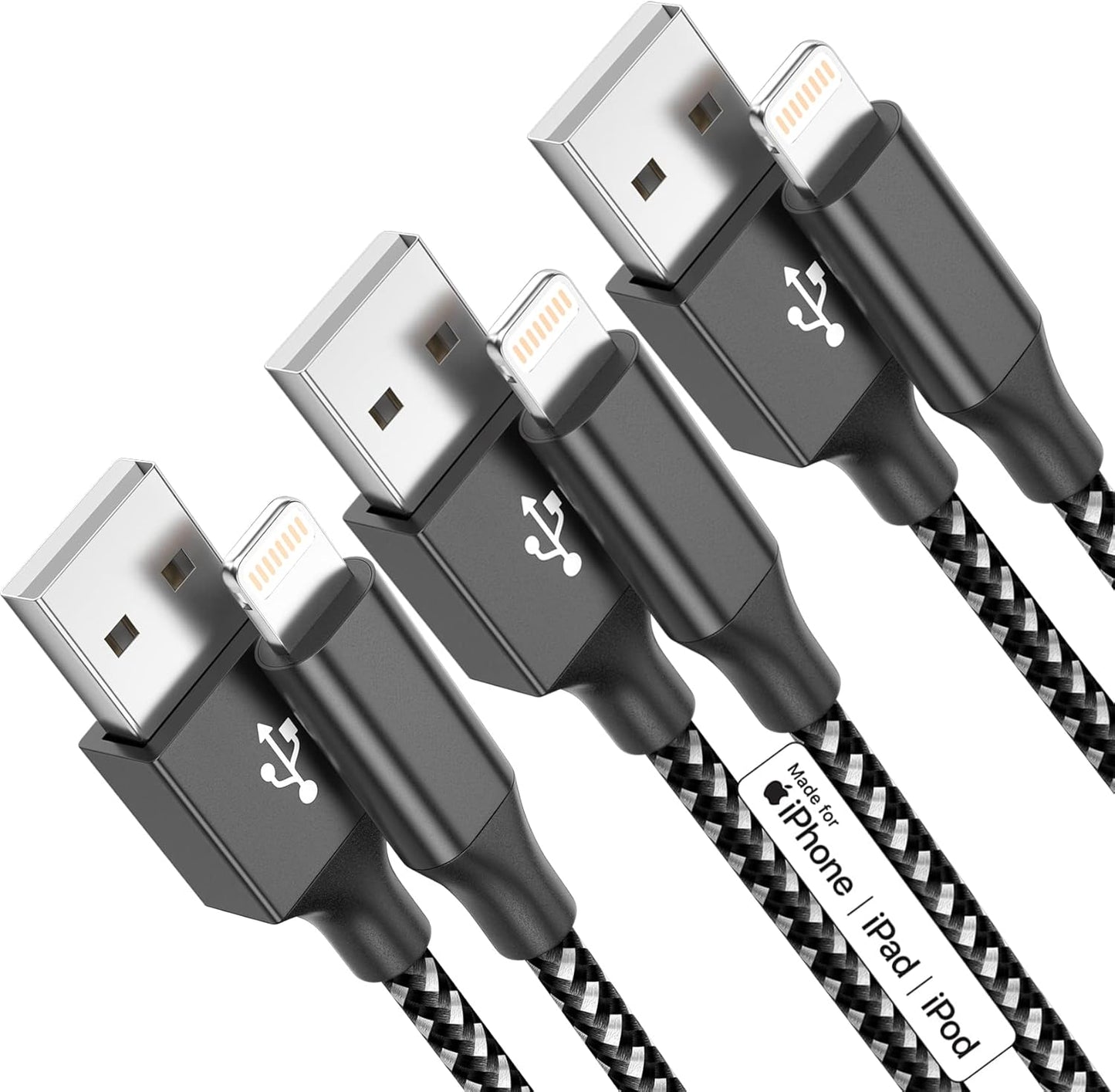 Fast Charge 10FT Lightning Cable 3Pack - iPhone Compatible