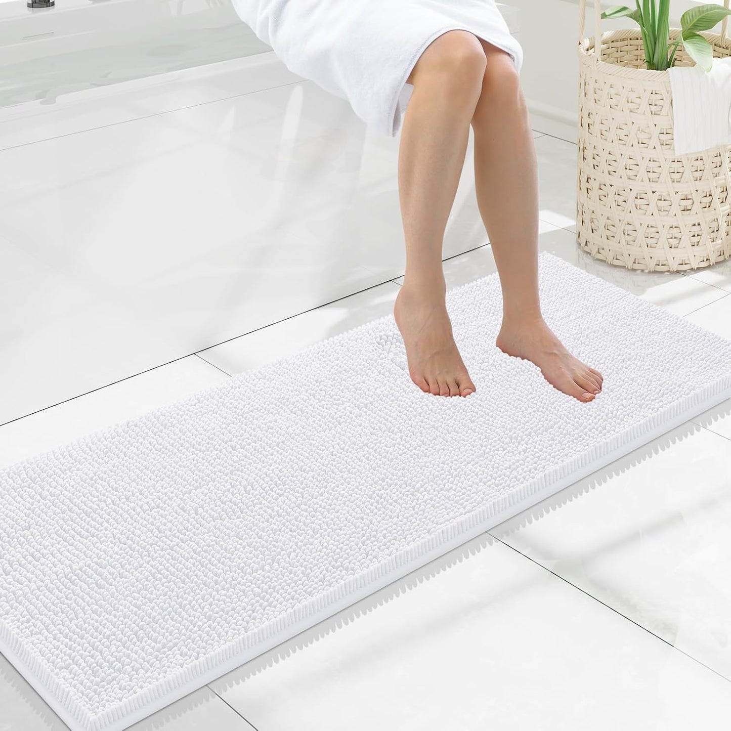 Smiry Luxury Chenille Bathroom Rugs - Soft, Absorbent, Non-Slip