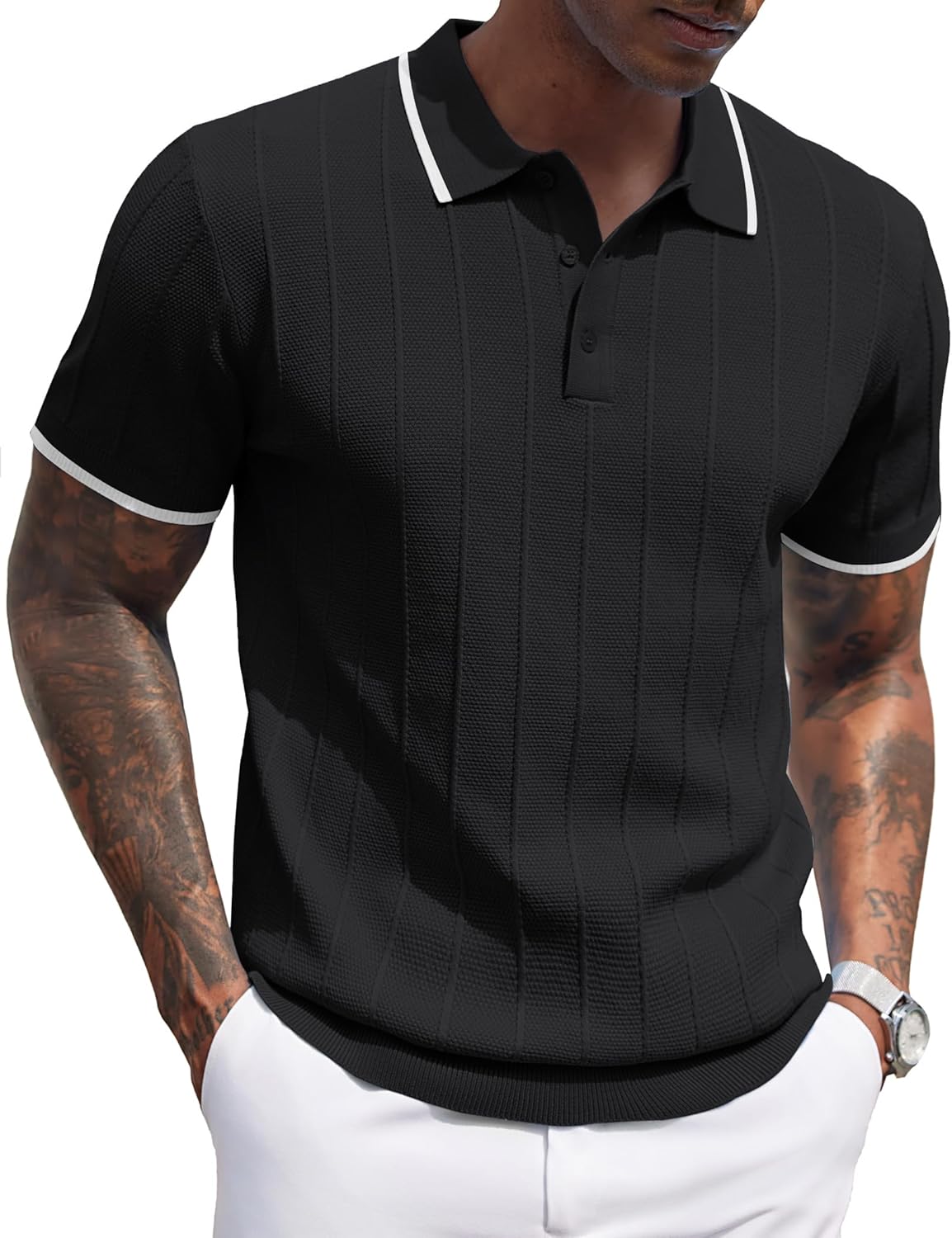 Stylish COOFANDY Mens Knit Polo Shirts for Casual Golf Wear