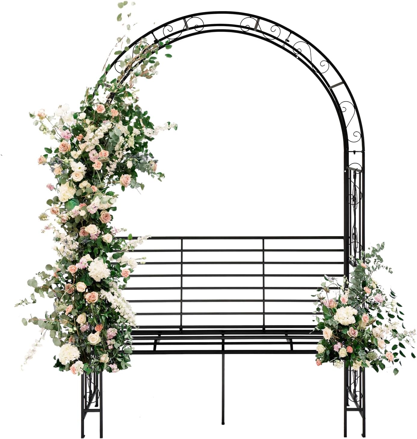 Outvita 7FT Garden Arch Arbor with Seating for Climbing Plants