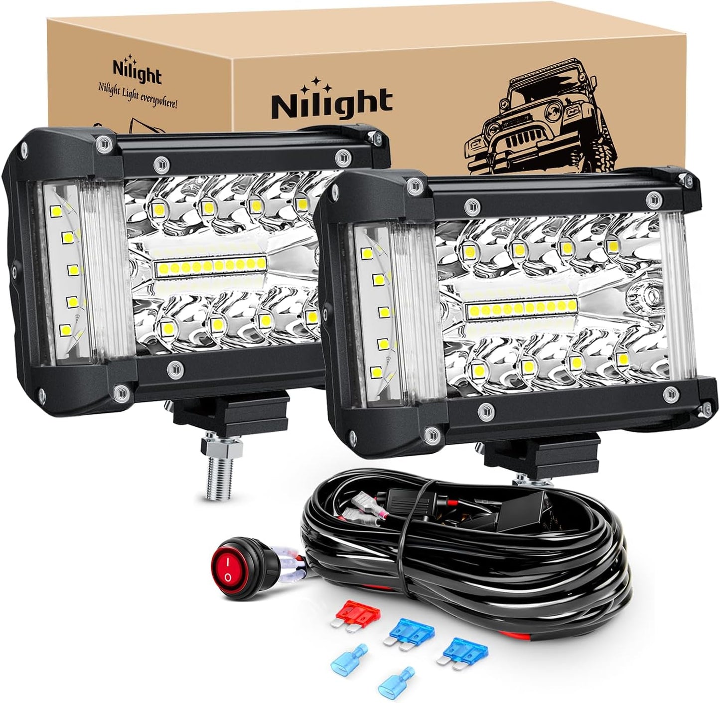 Nilight Side Shooter LED Light Bar for Off Road Driving Safety