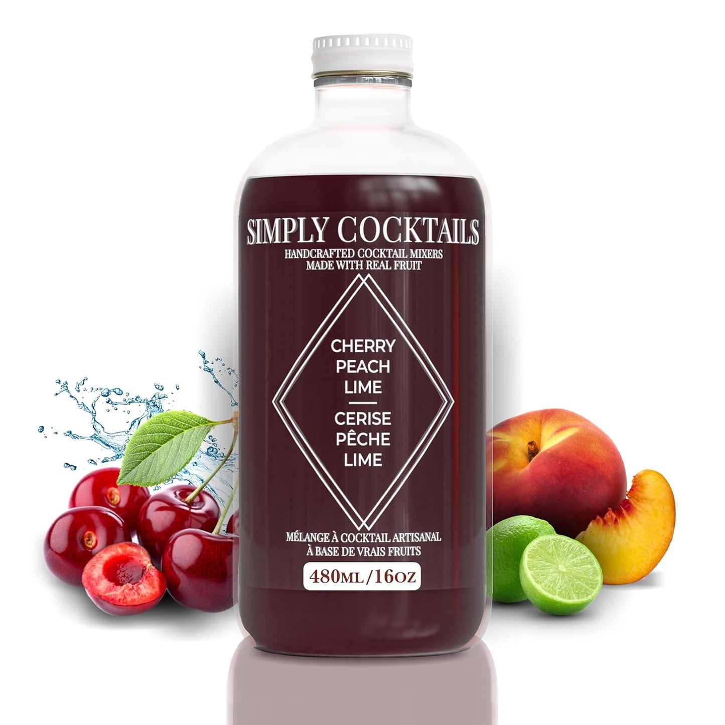Natural Fruit Mixer for Craft Cocktails | Cherry Peach Lime | 16oz