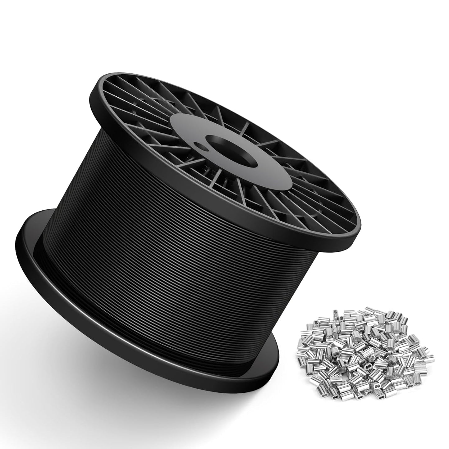 Black Vinyl Coated Wire Rope 1/16in for String Lights and More