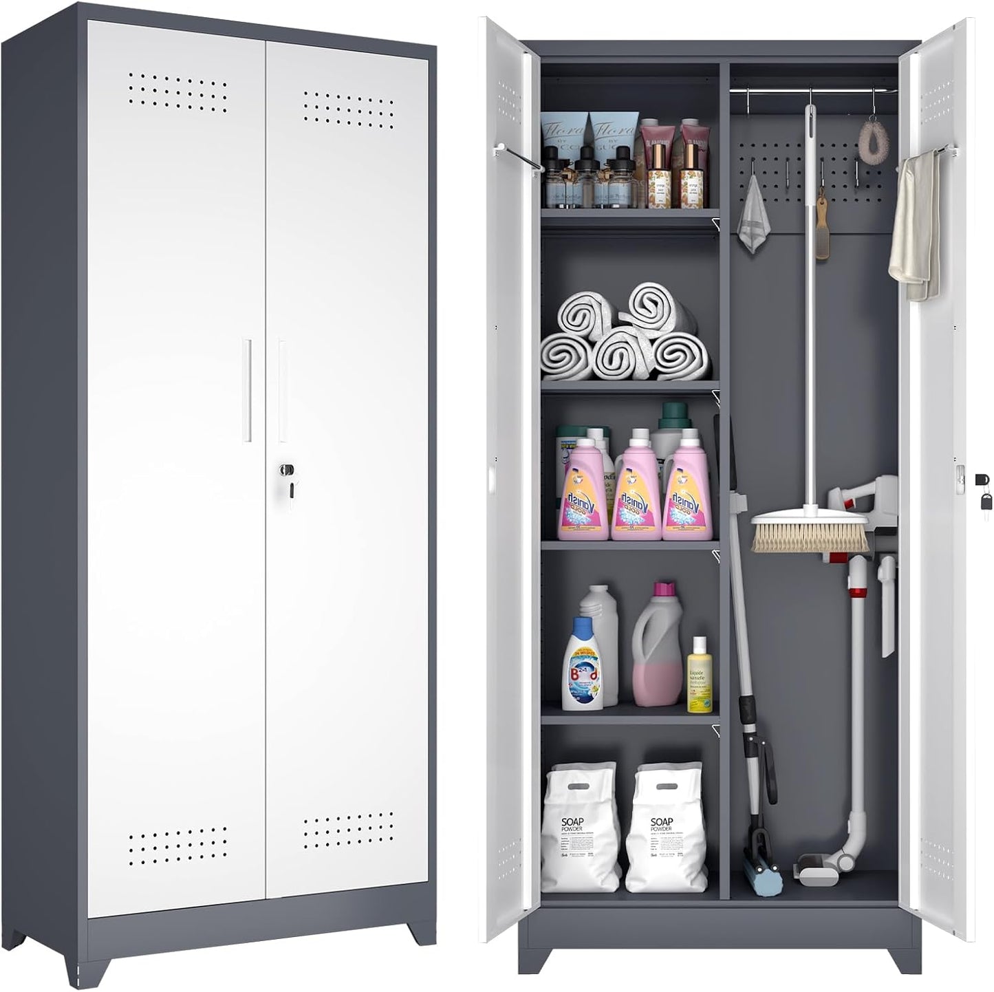 GREATMEET 72.8in H Metal Garage Storage Cabinets for Versatile Use