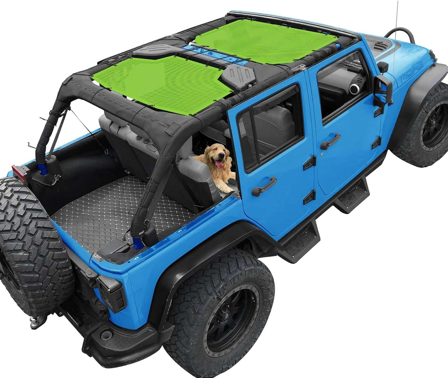 Jeep Wrangler Sun Shade Top for 4 Door 2007-2018 - Green Mesh