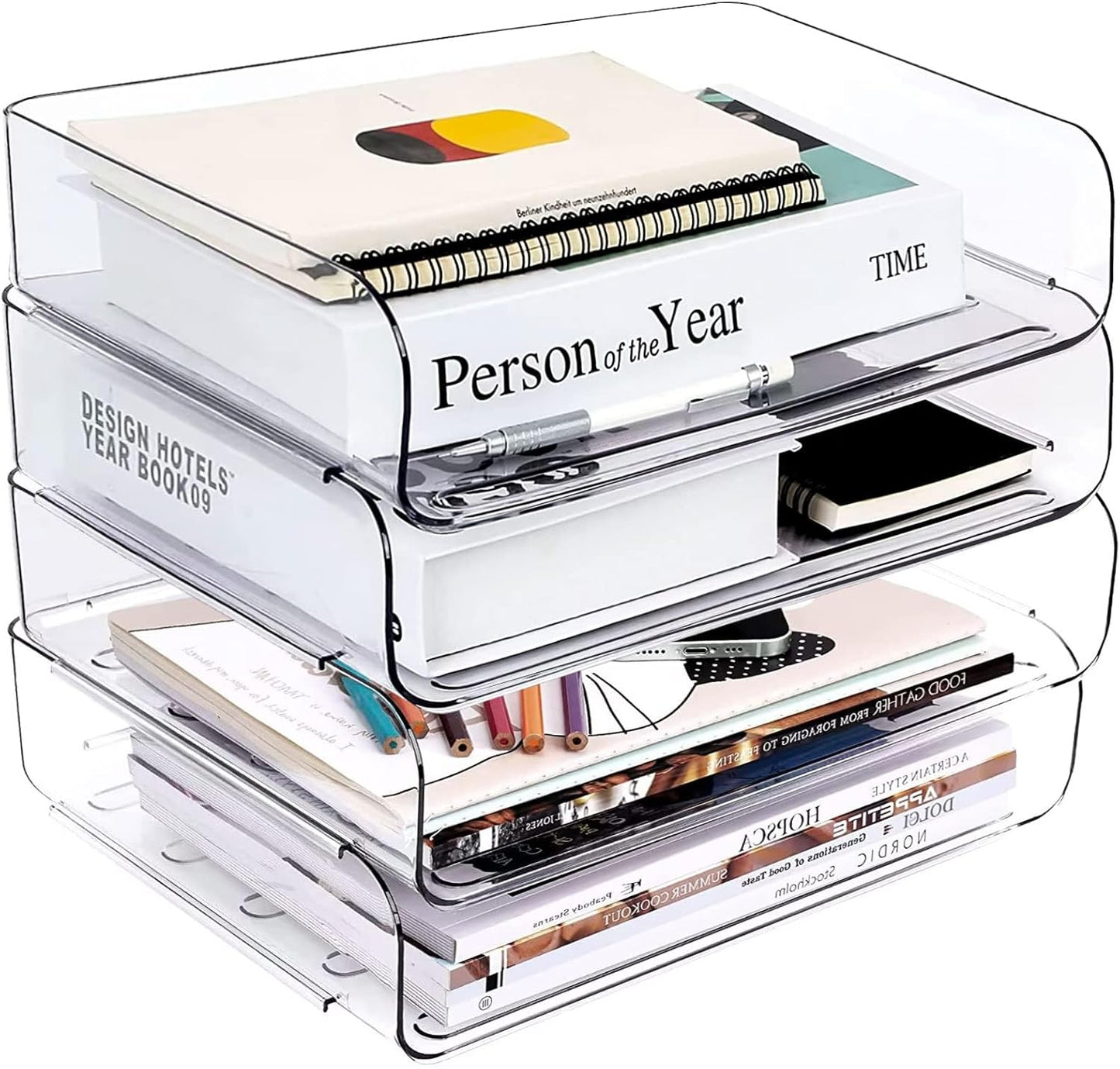 Clear Stackable 4-Tier Office Organizer - Purilit Design