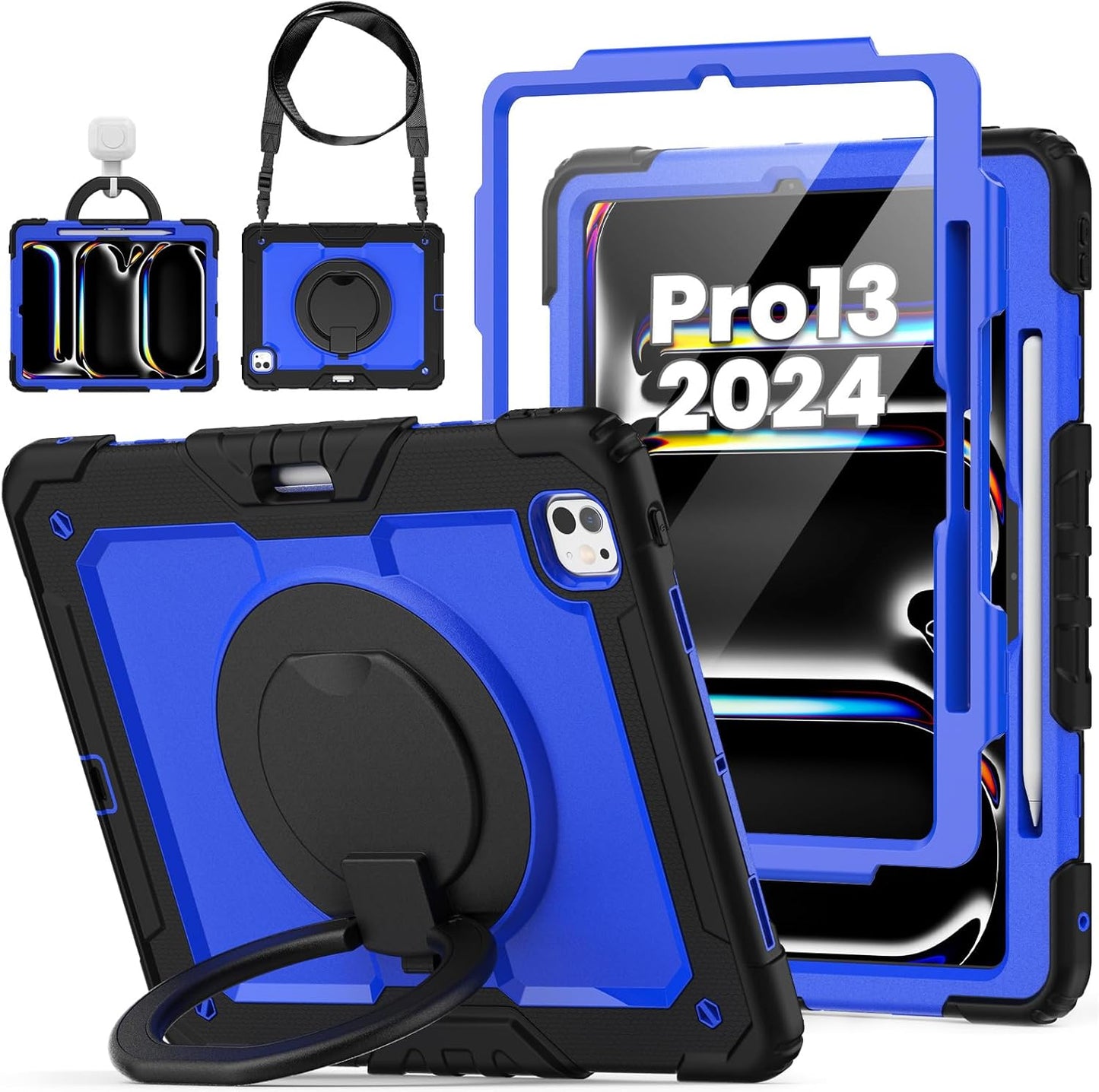 Heavy Duty Shockproof iPad Pro 13 Inch Case with Stand & Strap