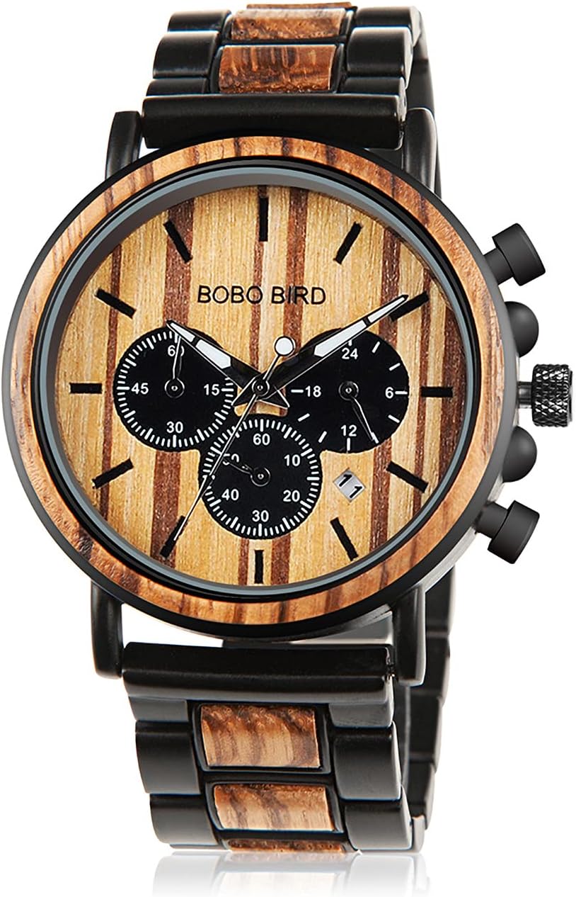 BOBO BIRD Wooden Mens Watches - Stylish Chronograph Design