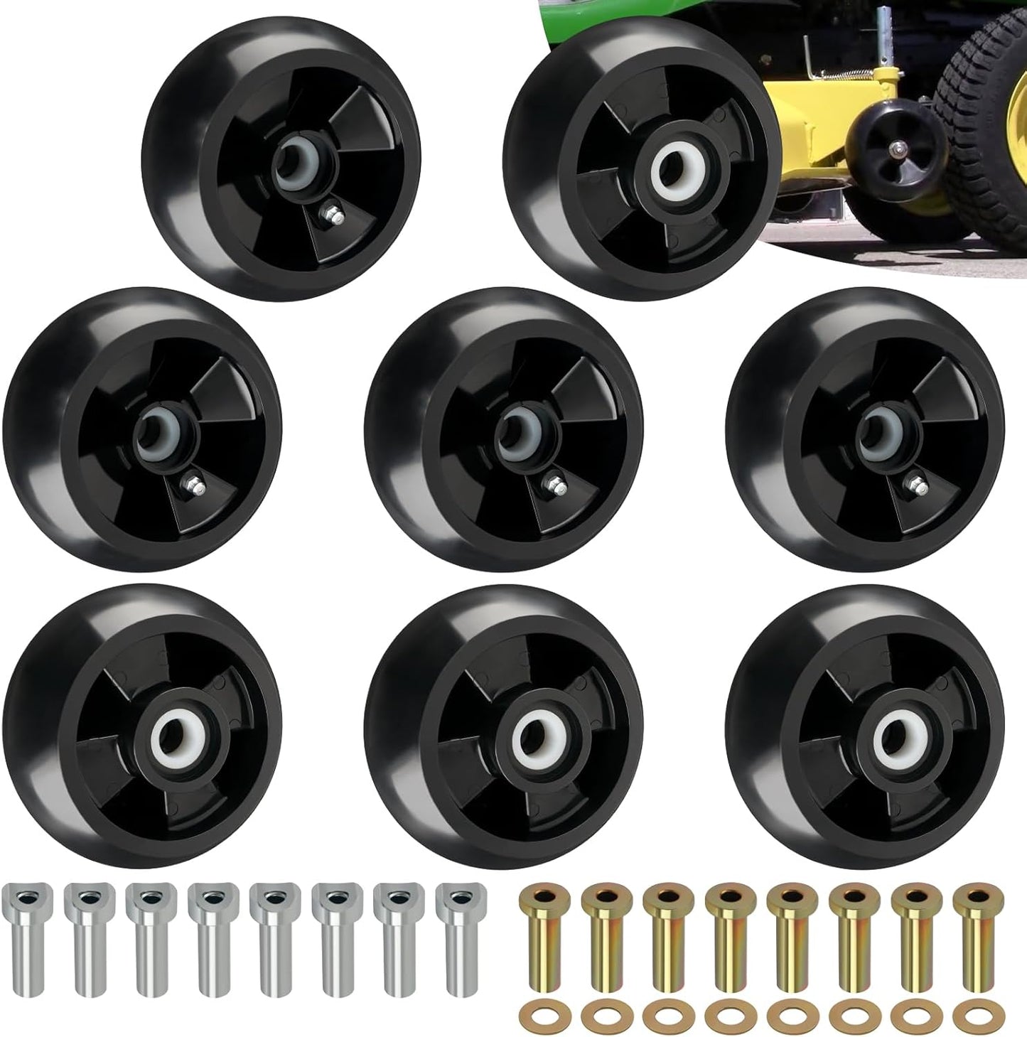 CheeMuii Lawn Mower Deck Gauge Wheels Kit for John Deere Models