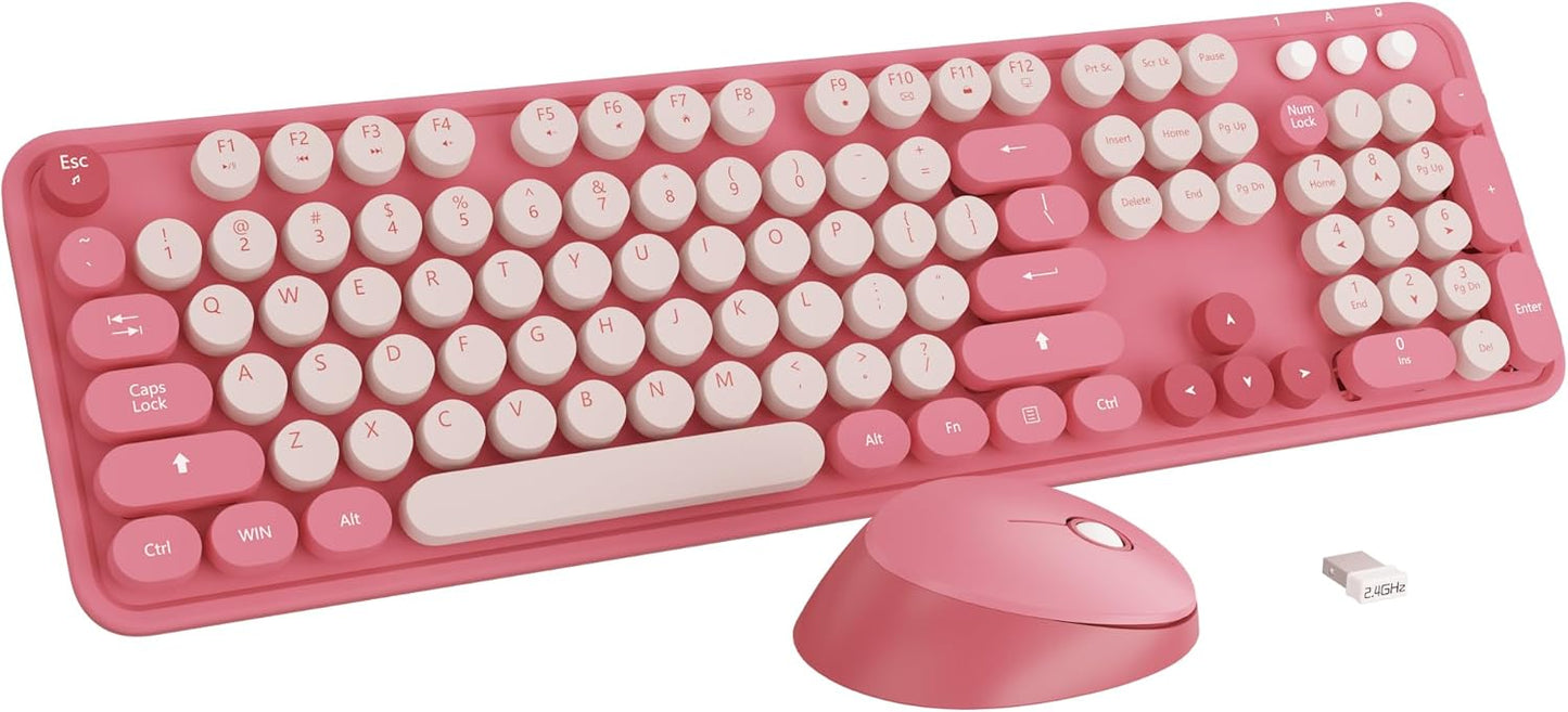 Retro Round Keycaps Wireless Keyboard for Stylish Typing