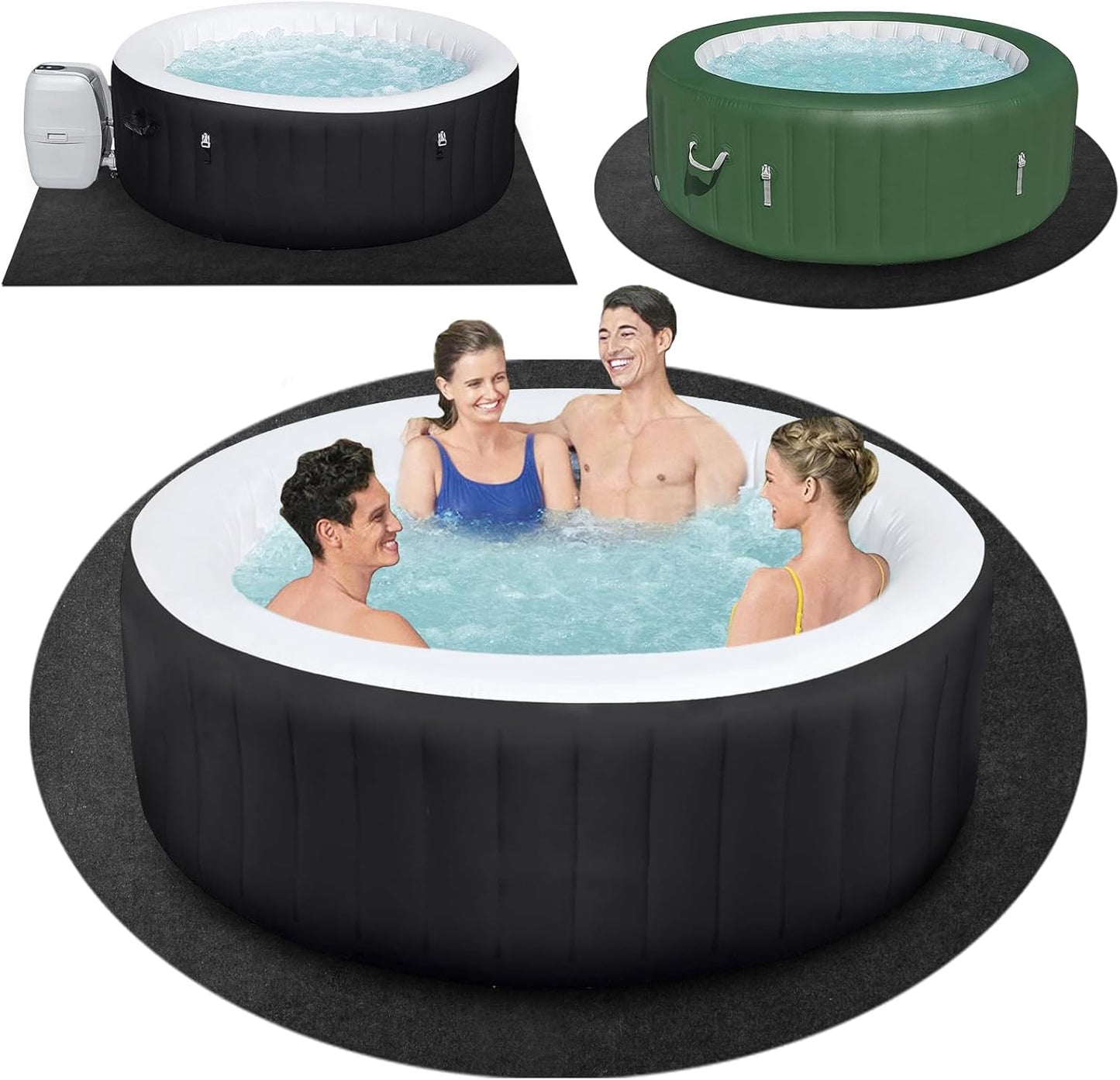 90 in Dia Round Hot Tub Mat for Outdoor and Indoor Use