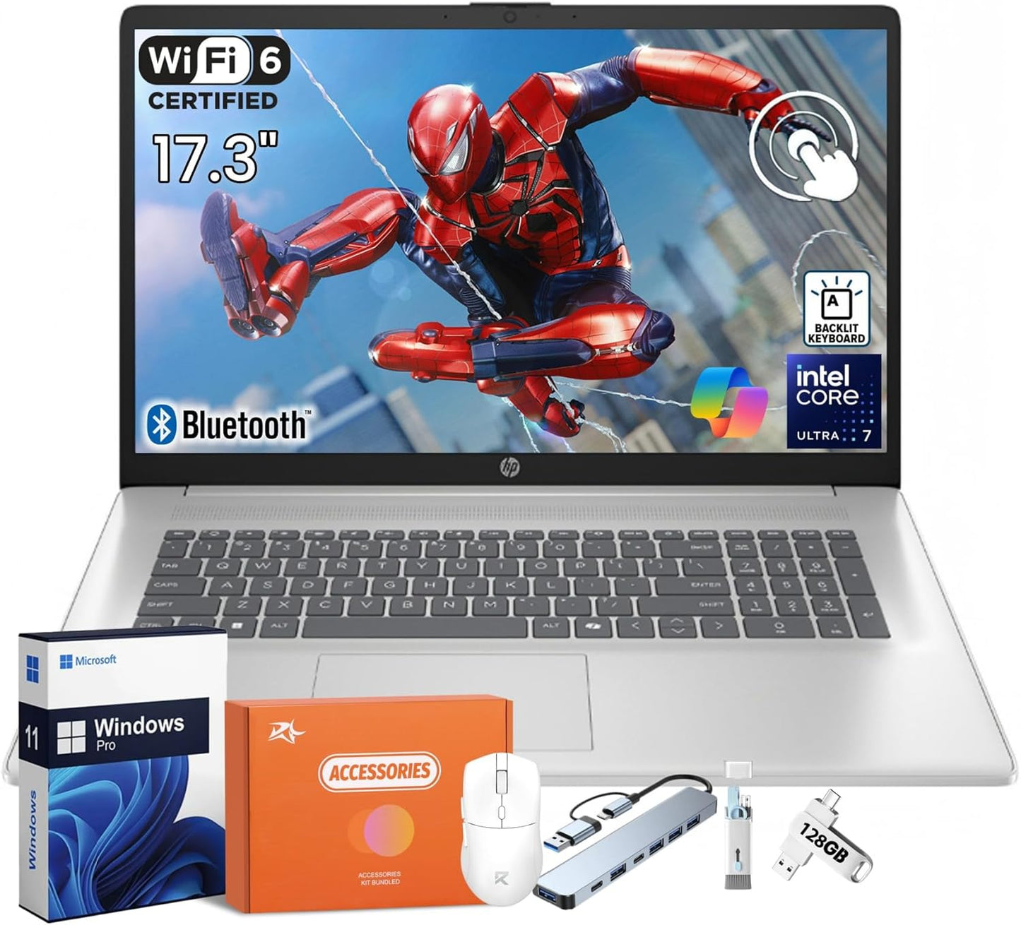 HP 17.3 Touchscreen Laptop with Intel Ultra 7 and 64GB RAM