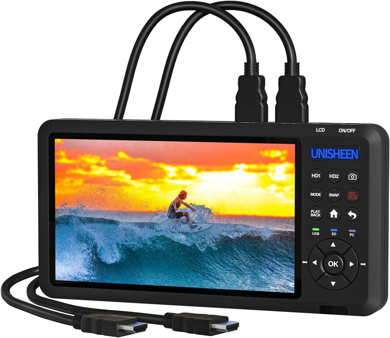 4K60 Video Capture Box with HDMI Input and 7 in Screen