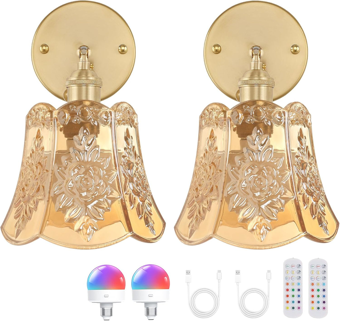 Vintage Battery Operated Wall Sconces Set of Two for Any Room