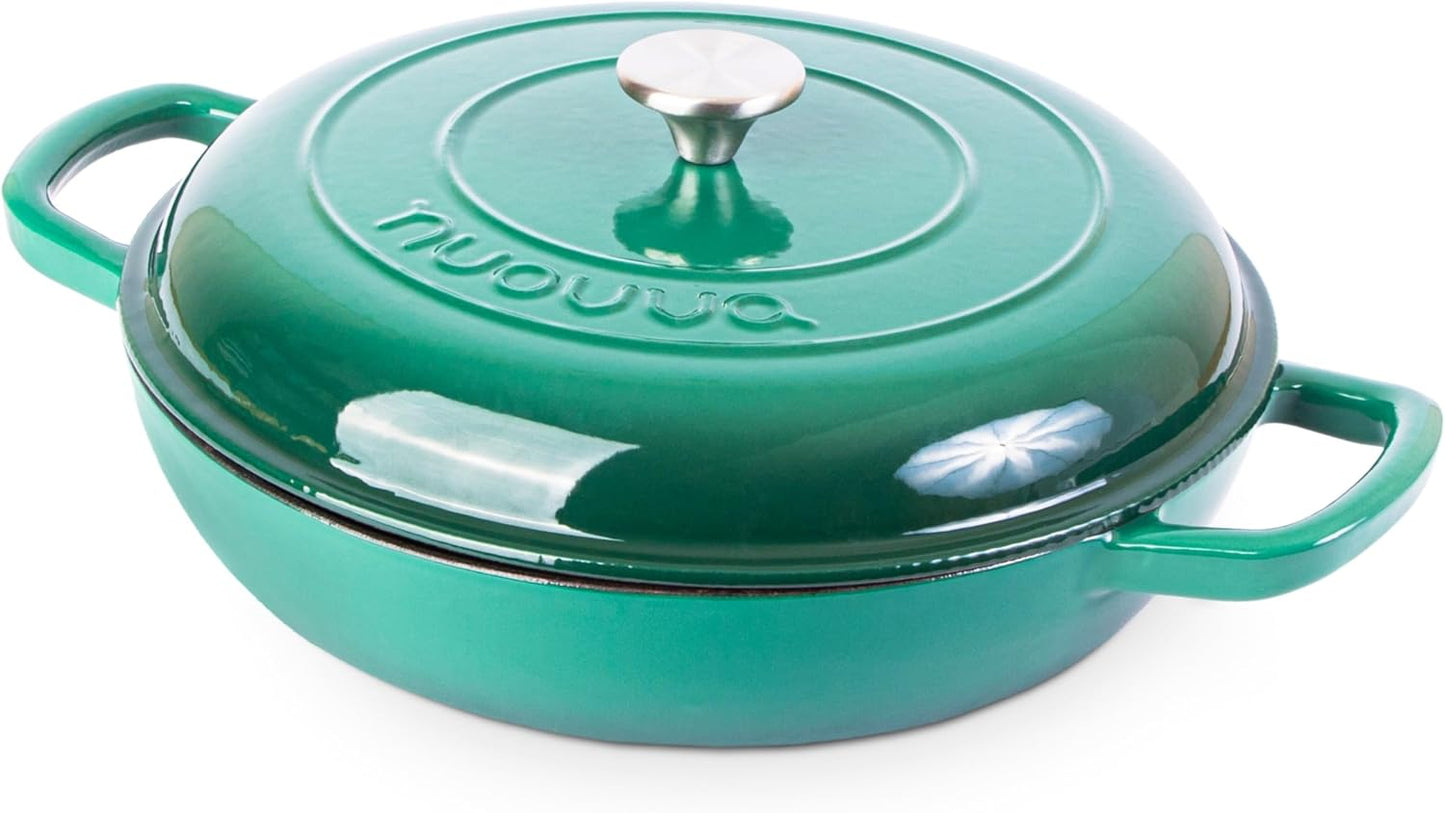 Shallow Cast Iron Casserole with Lid for Perfect Cooking