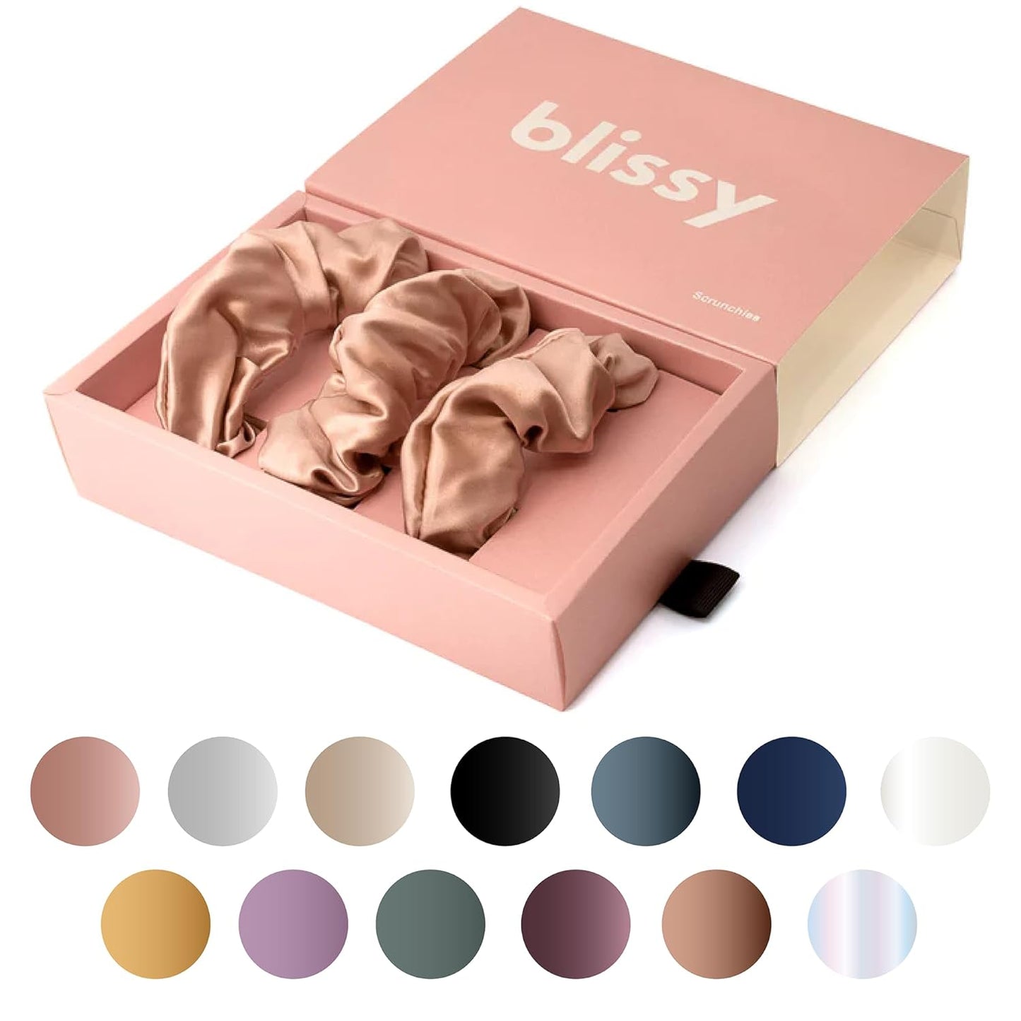 Blissy Silk Scrunchies 3 Pack for Hair Protection & Style