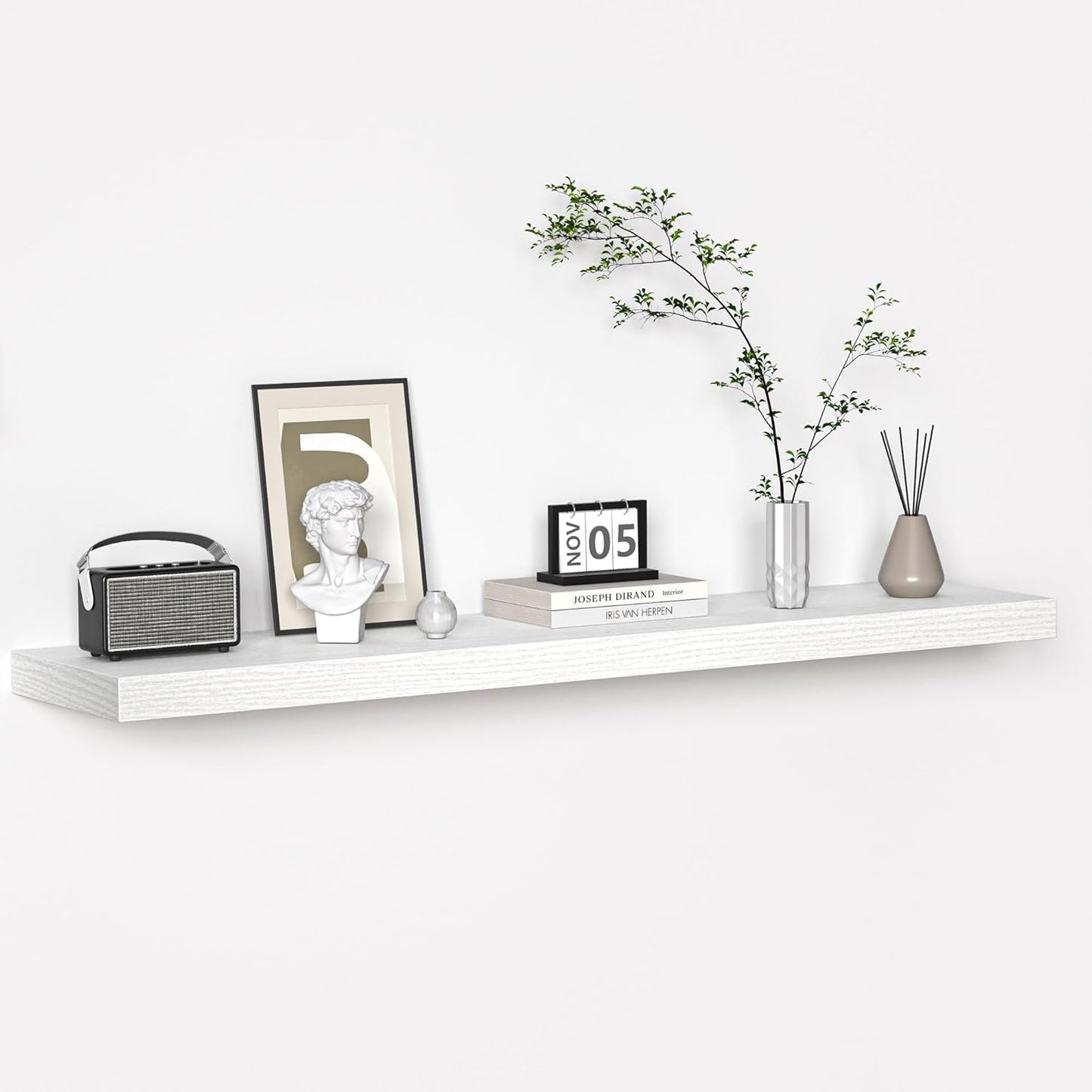 Floating Shelves - 48 Inch Rustic White Wall Mounted Display