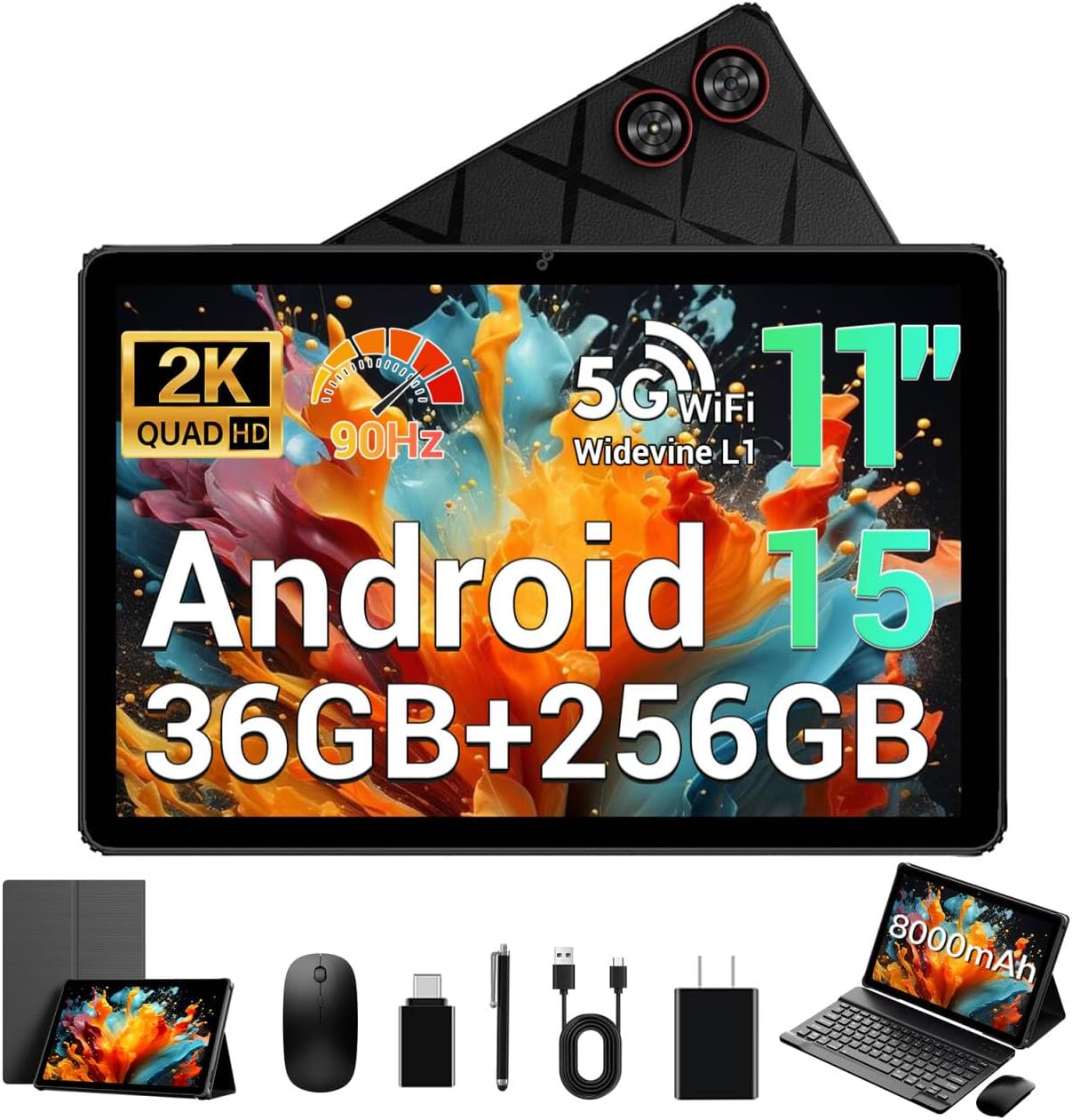 POWMUS Android Tablet with 11in 2K FHD Display and 36GB RAM