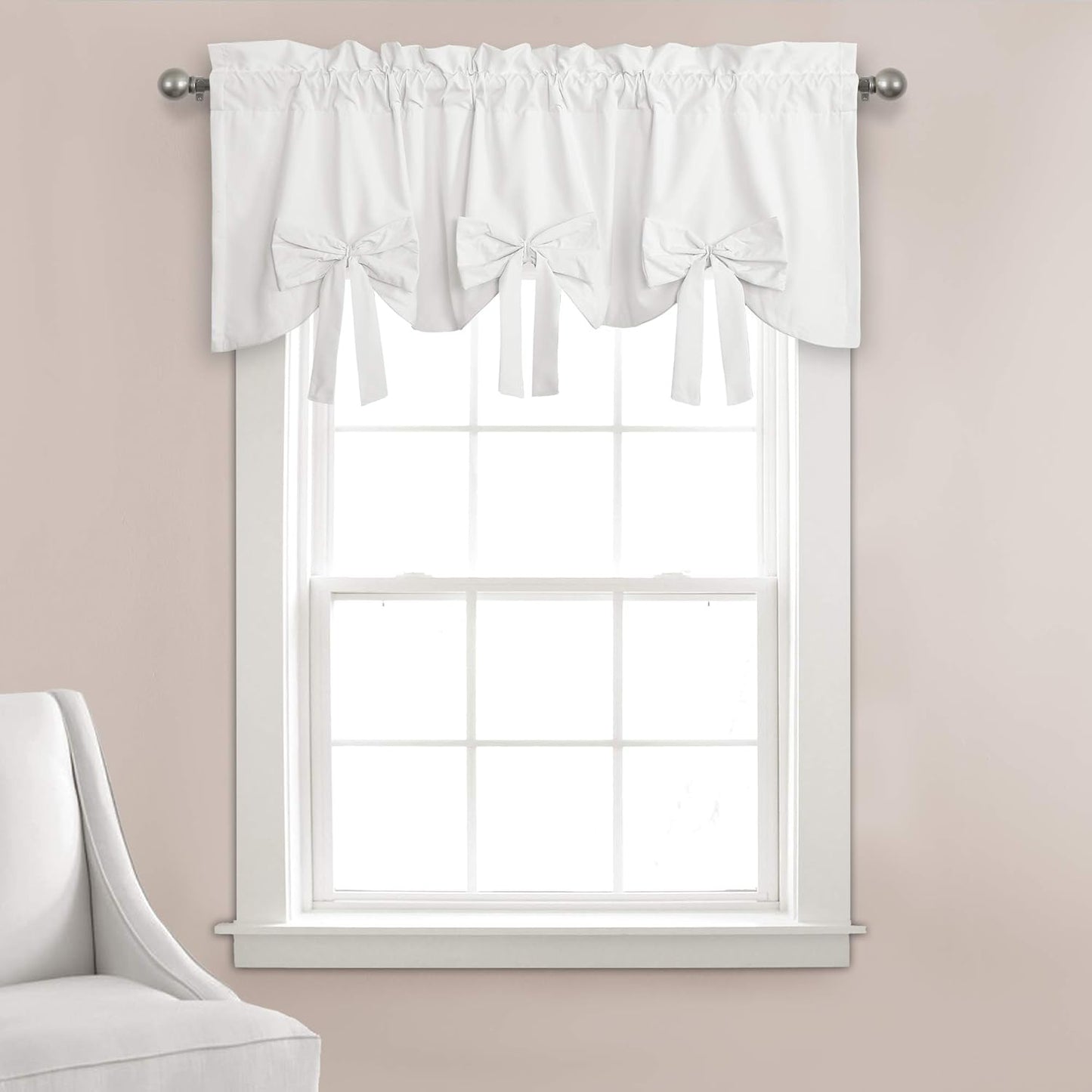 Lush Decor Melody Bow Valance Set - Elegant White Design