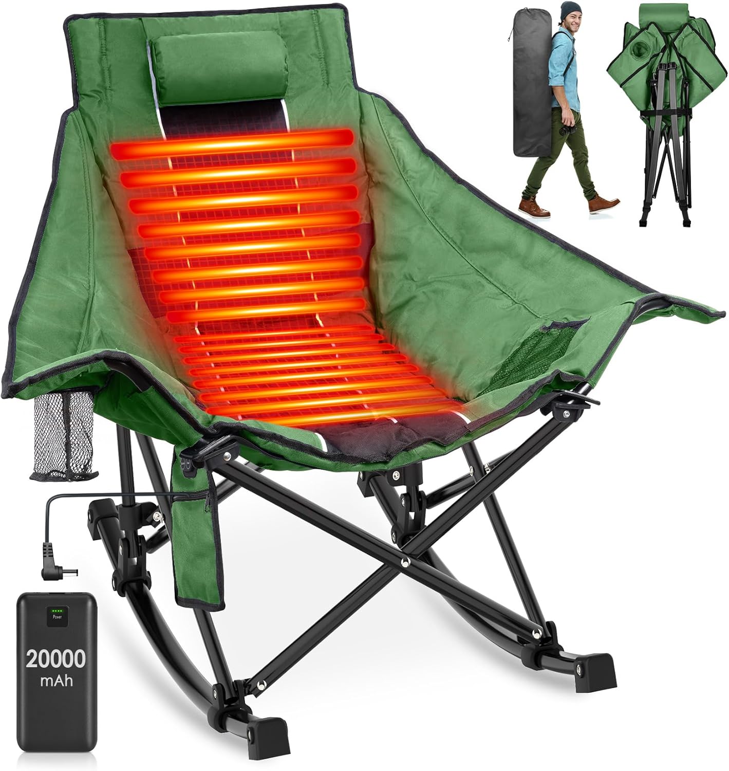 Suteck XL Heated Rocking Chair - 3 Heat Levels, Outdoor Comfort