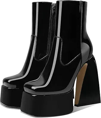 Goiphrri Womens Chunky Heel Ankle Boots for Stylish Comfort